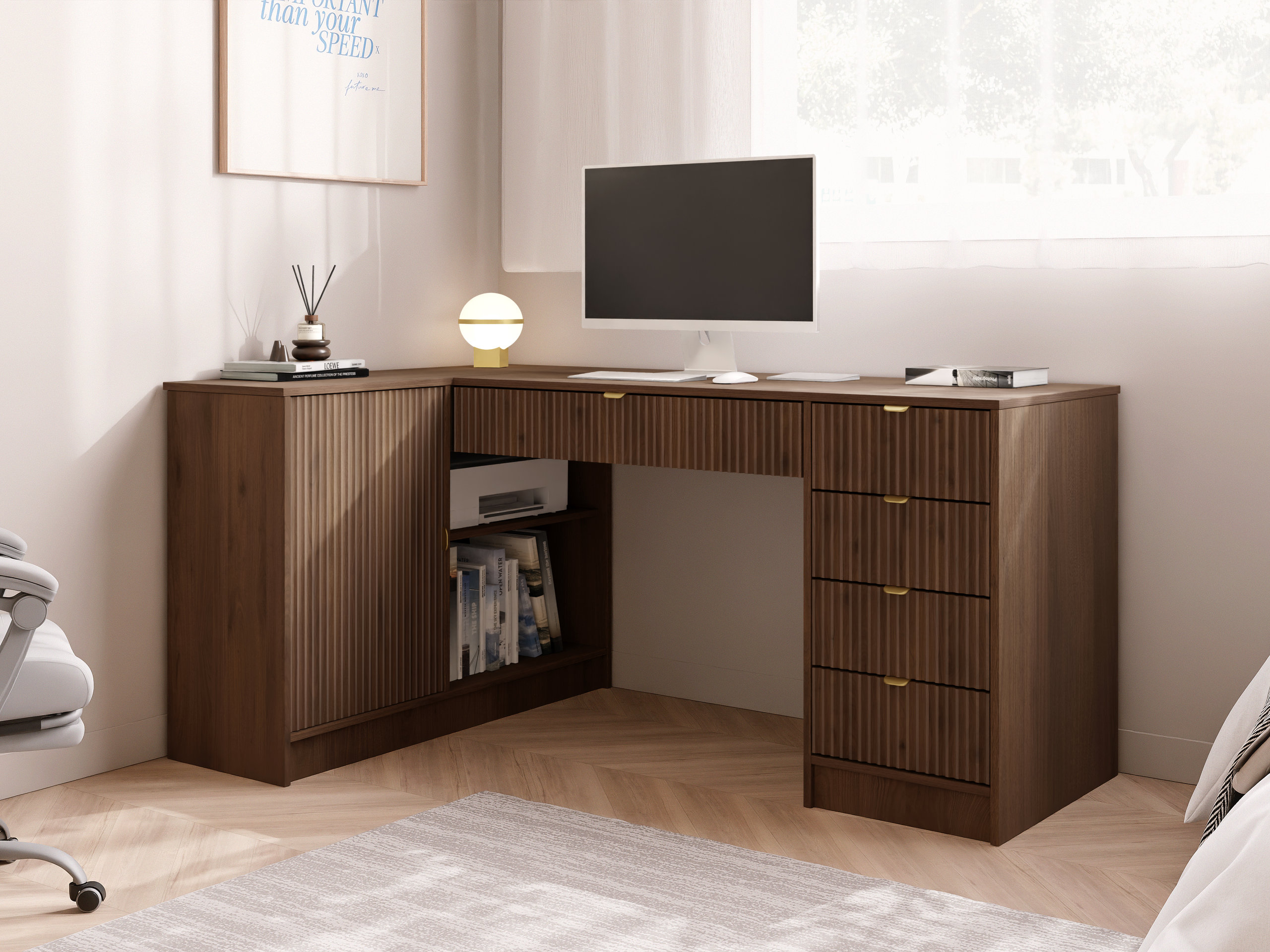 Hjørneskrivebord Comfivo Papilio II (Valnød)
