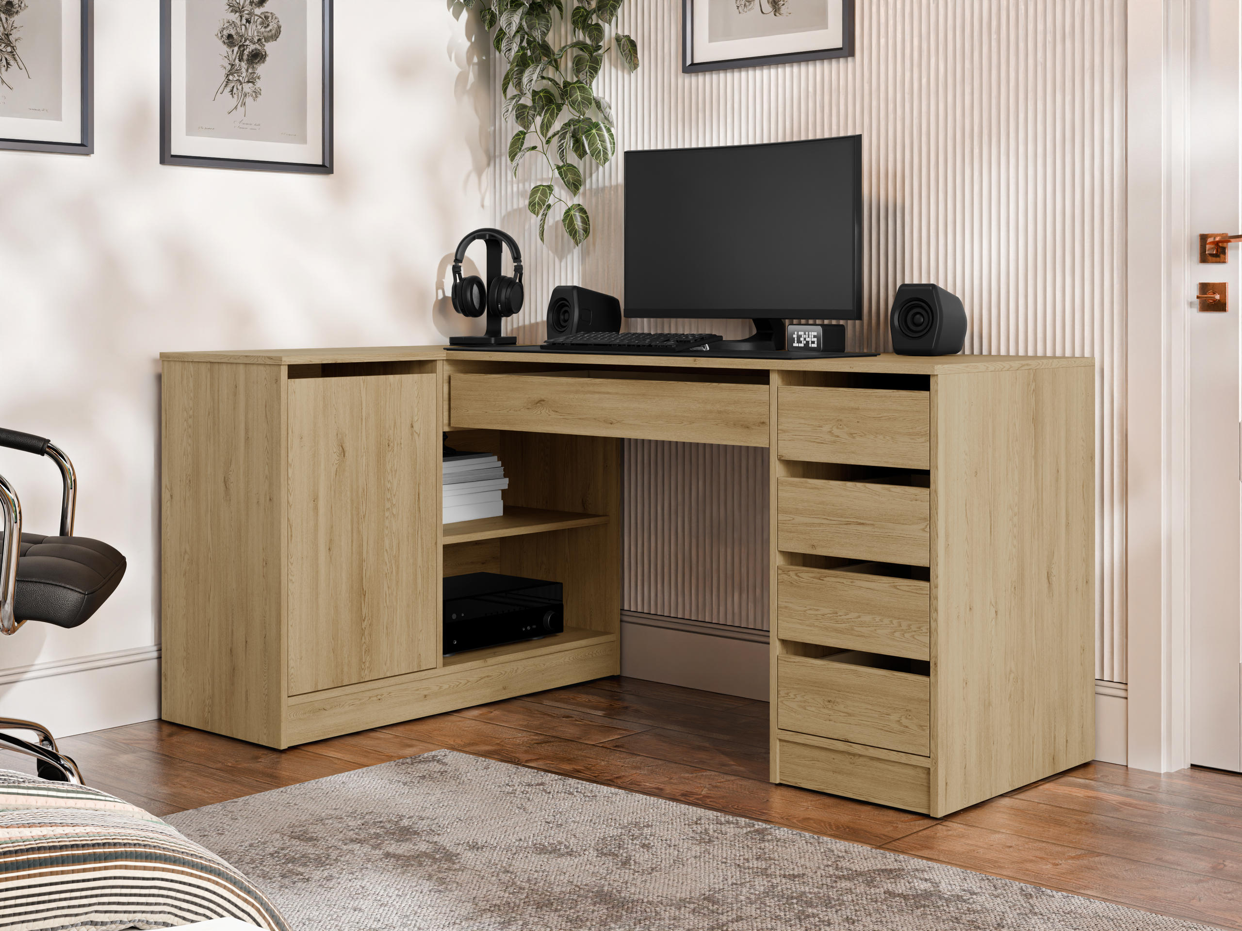 Hjørneskrivebord Comfivo Terros III (Egetræ)