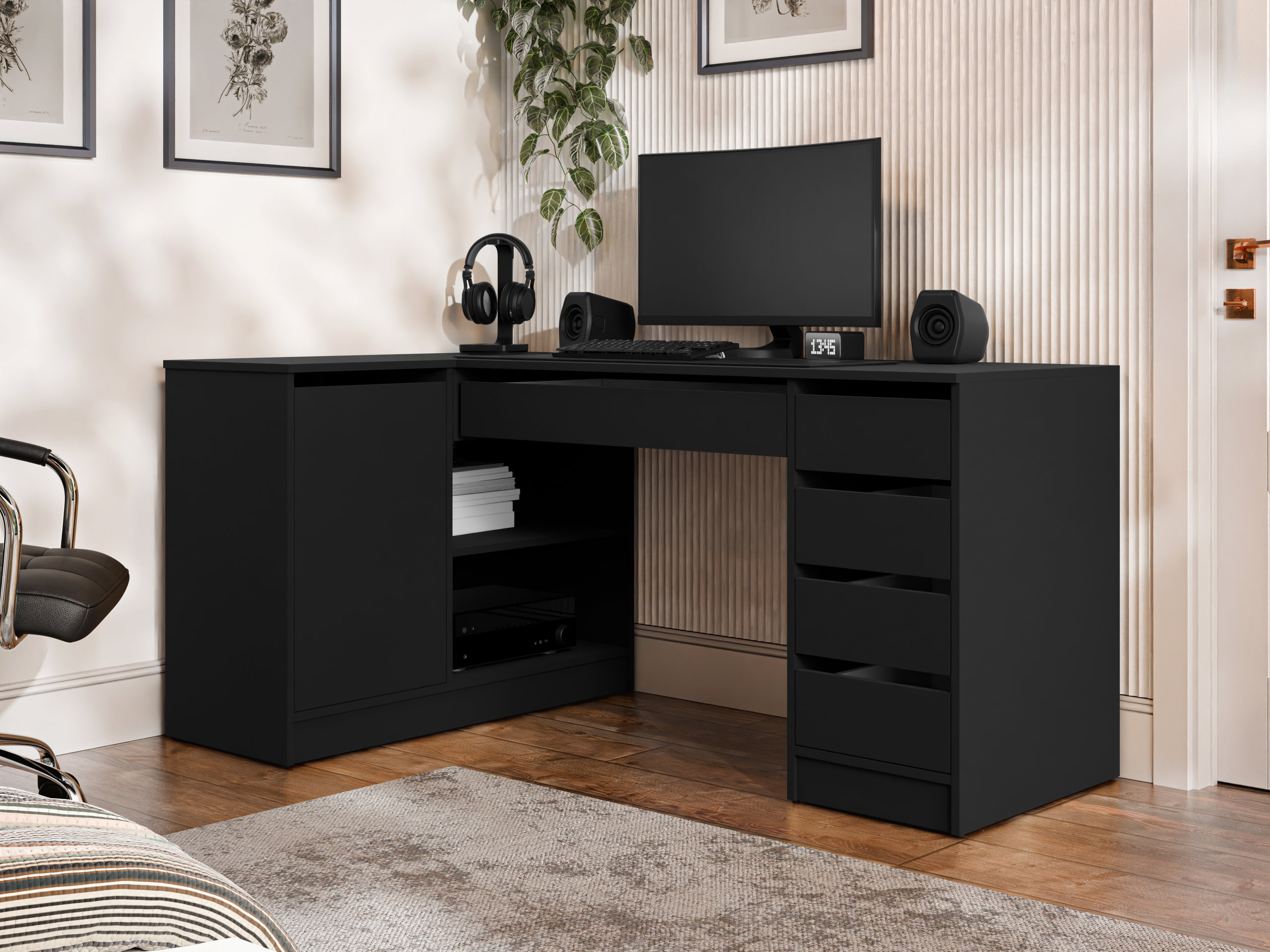 Hjørneskrivebord Comfivo Terros III (Sort)