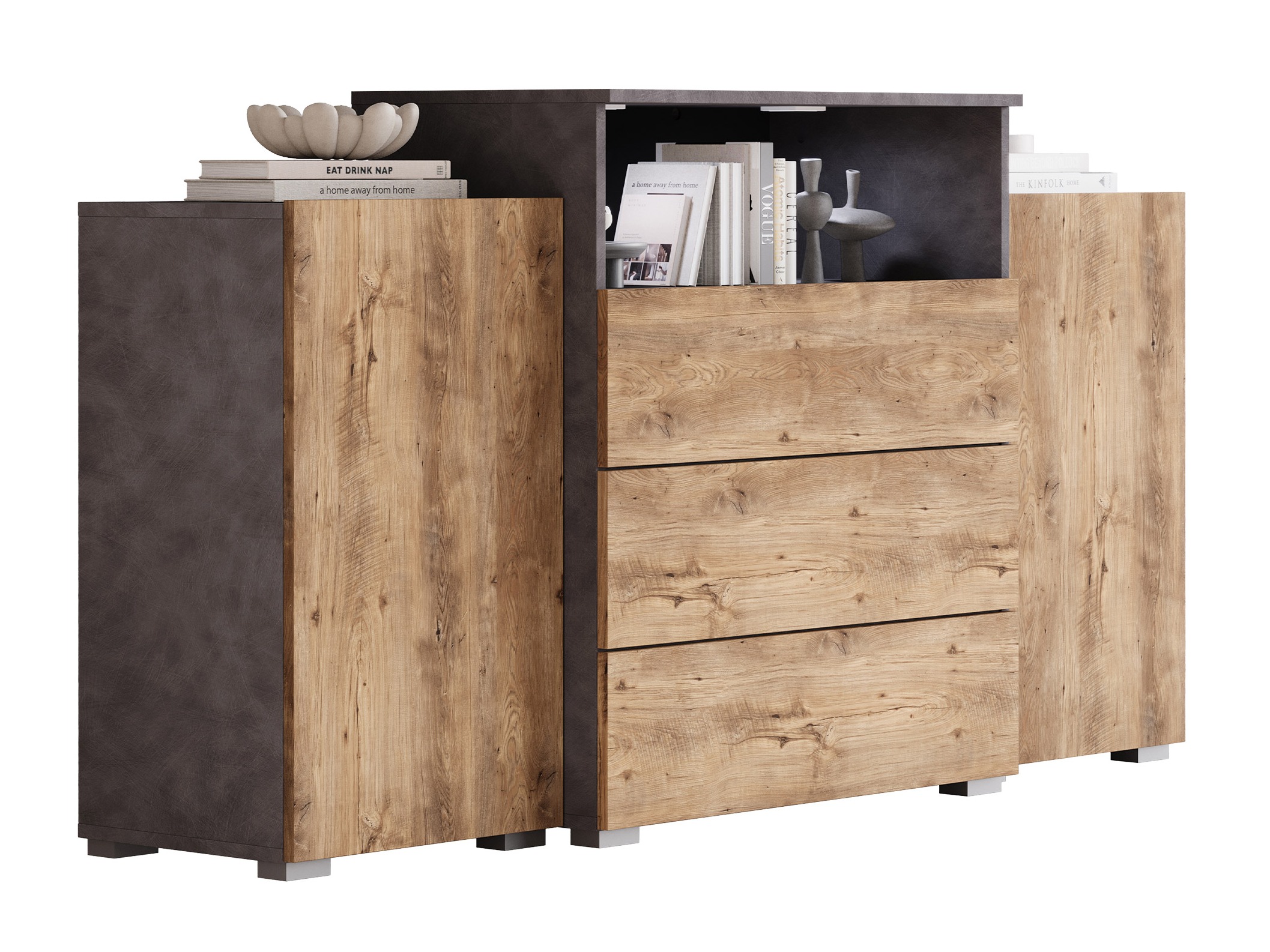 Kommode Sarasota 127 (Matera grå + Kastanje)