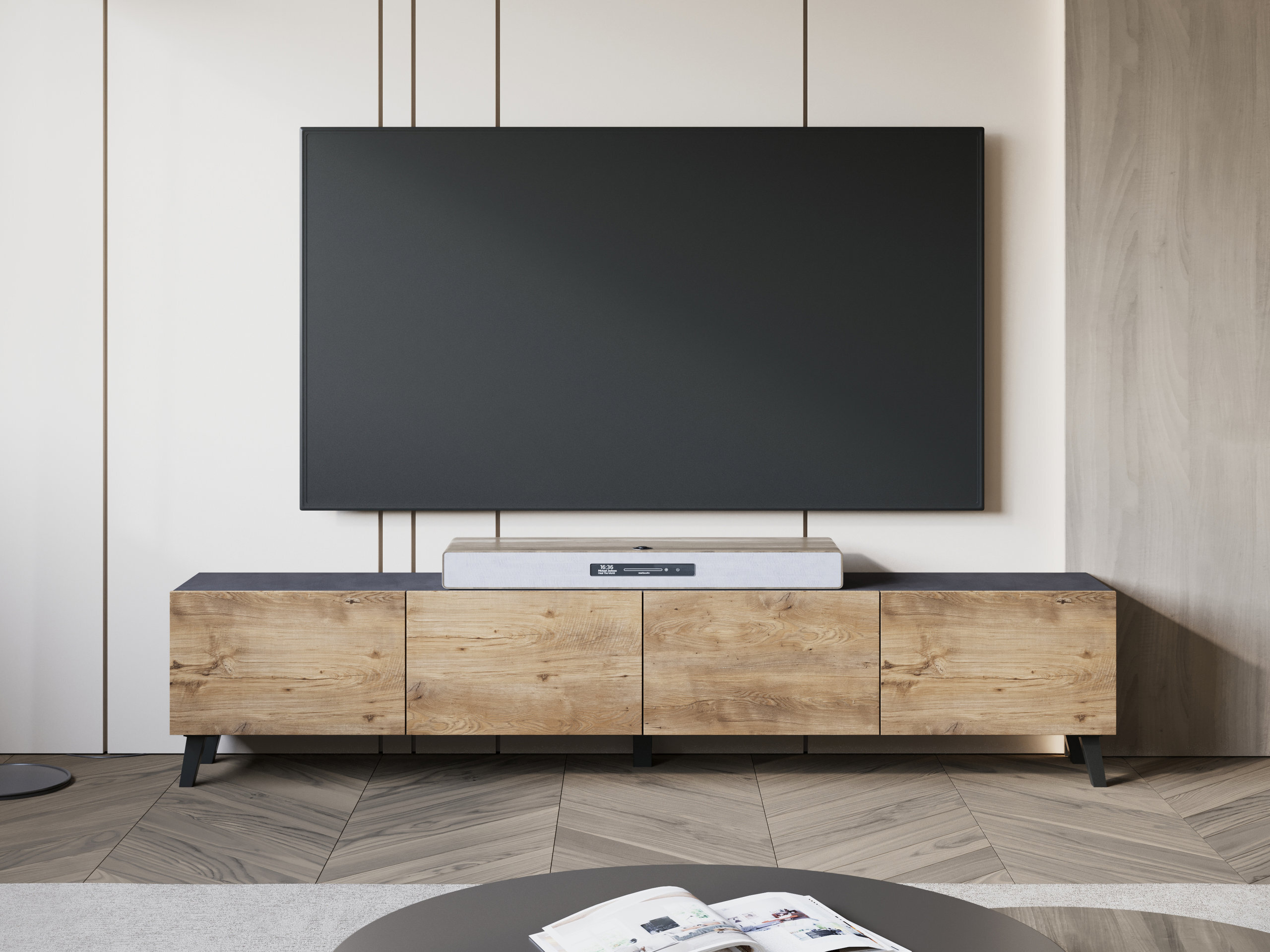 TV-bord Levtive 101 (Matera grå + Kastanje)