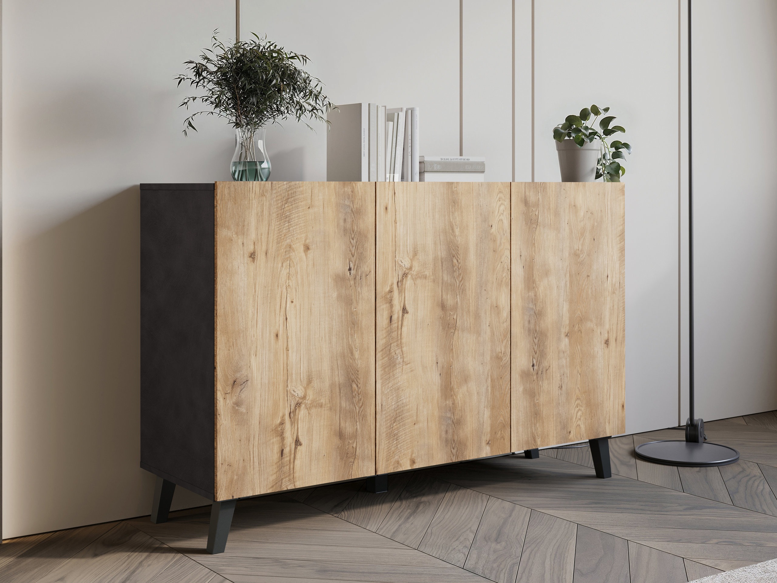Skænk Levtive 102 (Matera grå + Kastanje)