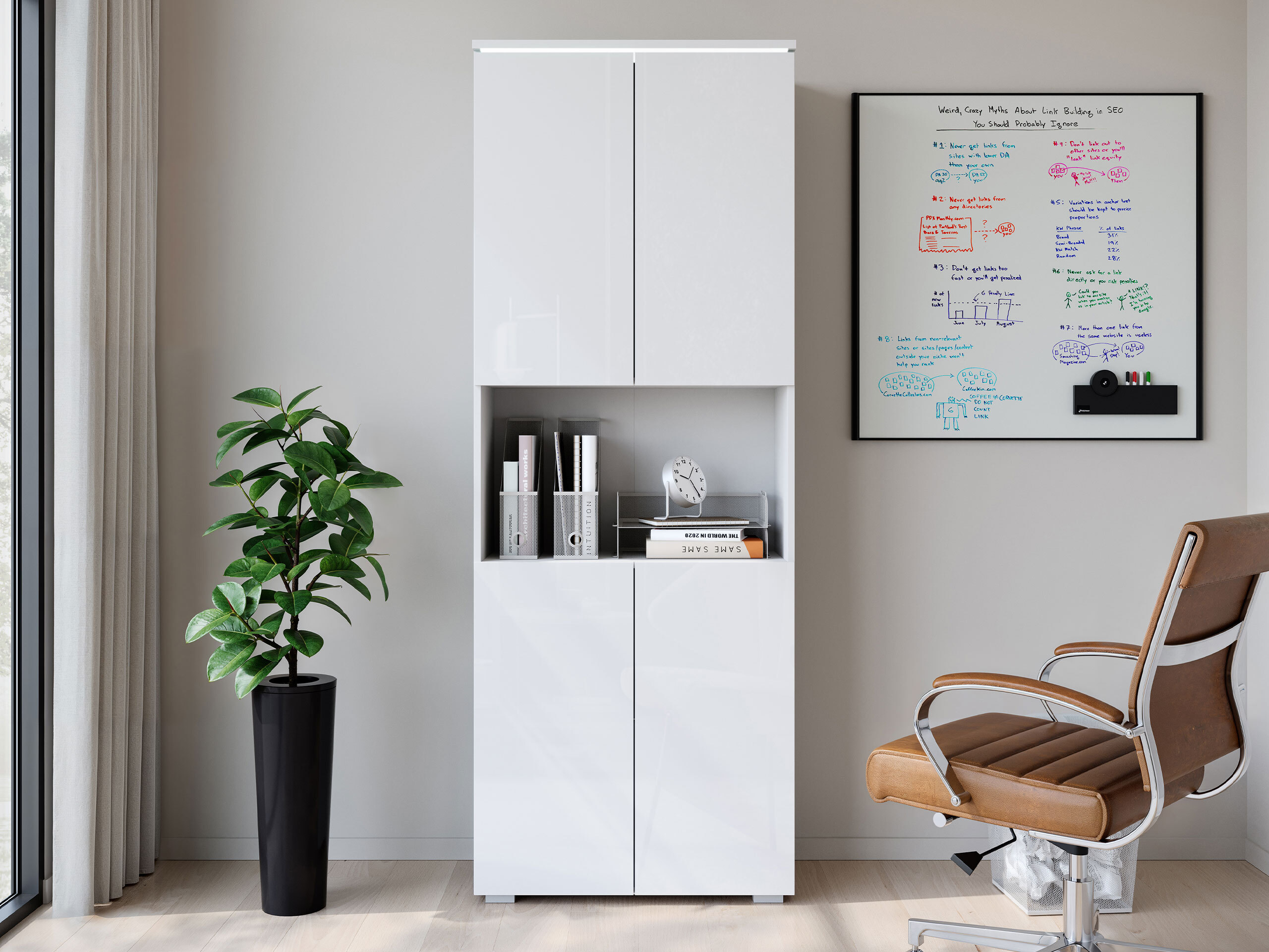 Reol Mirfivo 106 (Hvid + Glansfuld hvid)