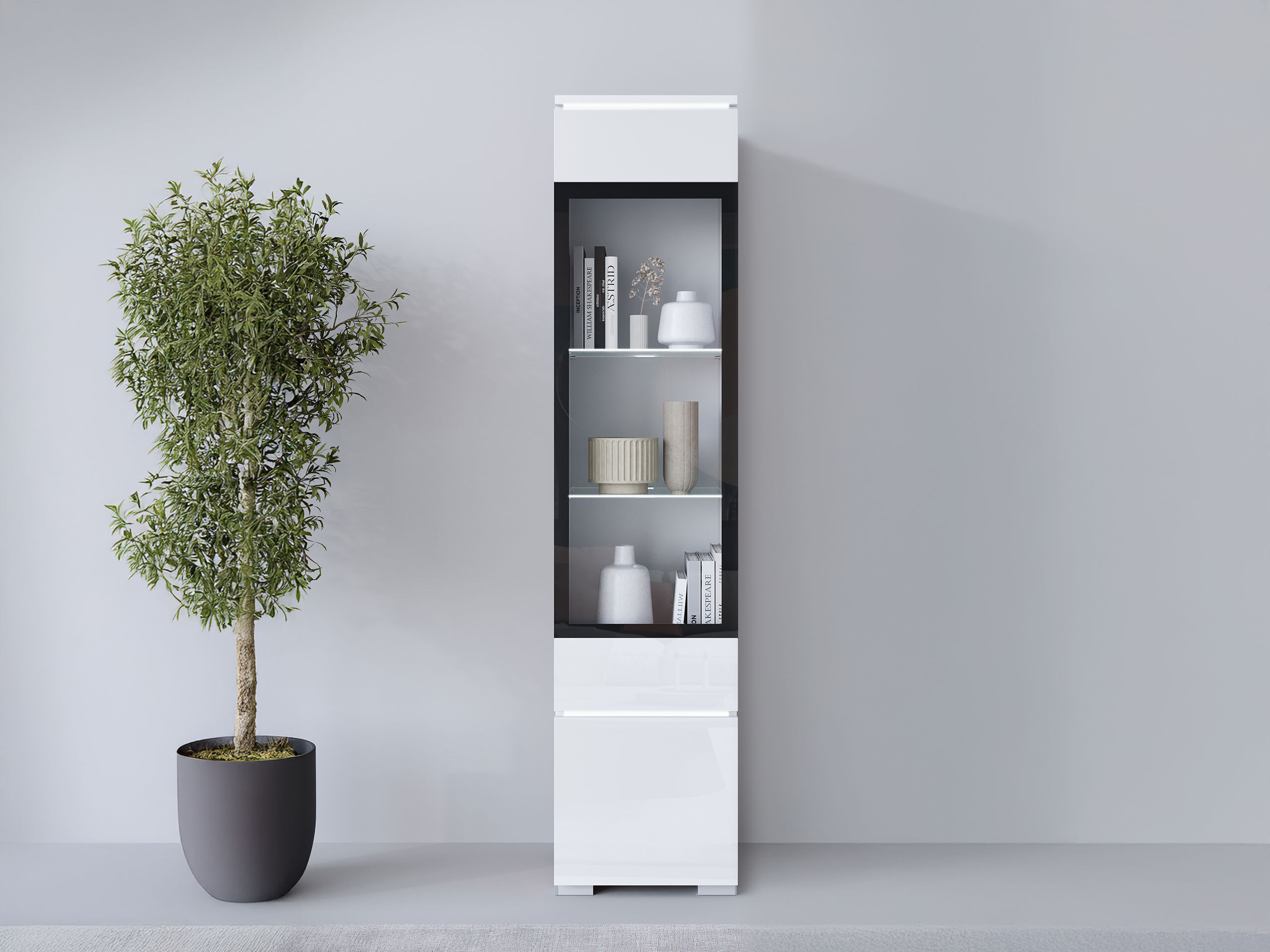Reol Mirfivo 109 (Hvid + Glansfuld hvid)