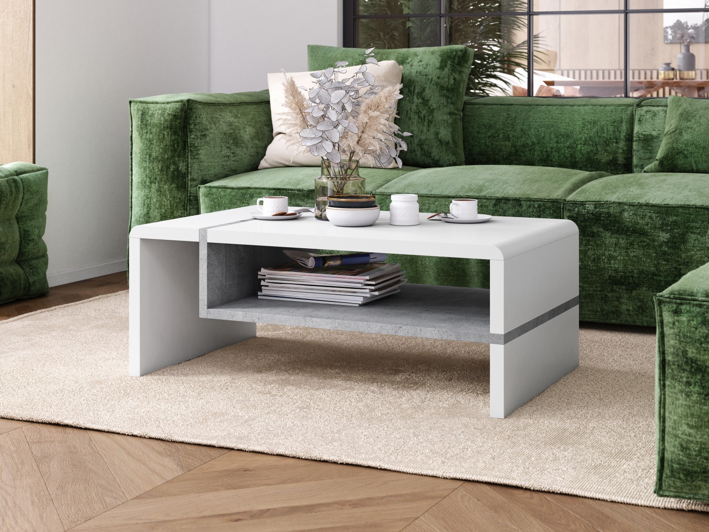 Sofabord Glendale 102 (Hvid + Beton)