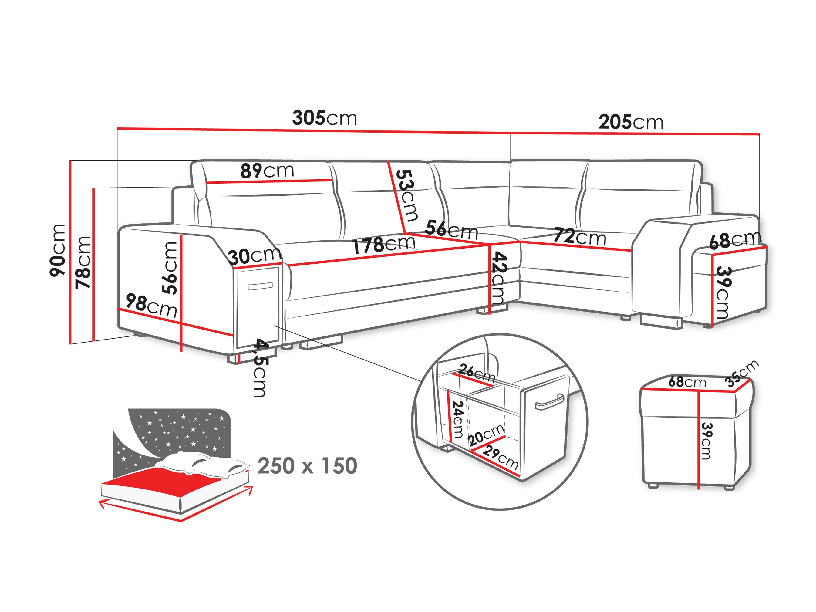 Hjørnesofa Kingsport 116 (Nazar 225.01)