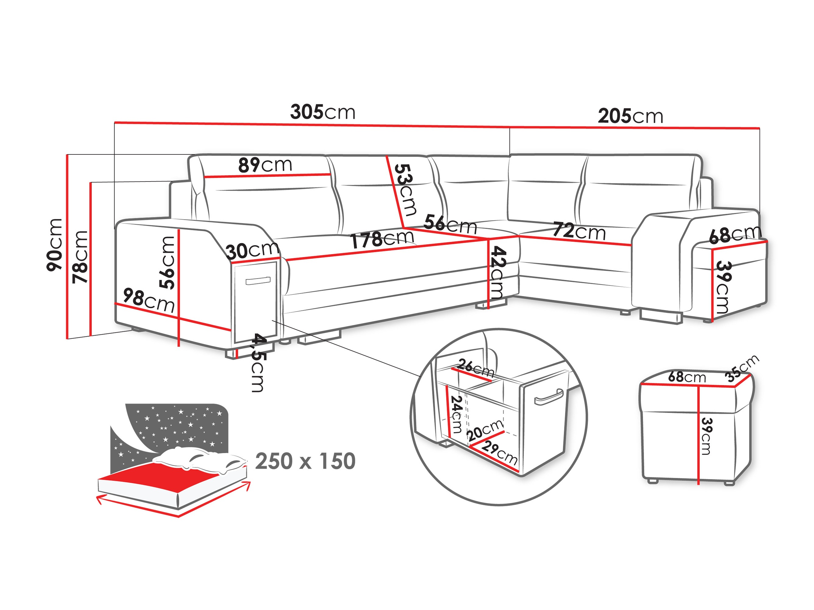 Hjørnesofa Kingsport 116 (Nazar 225.01)