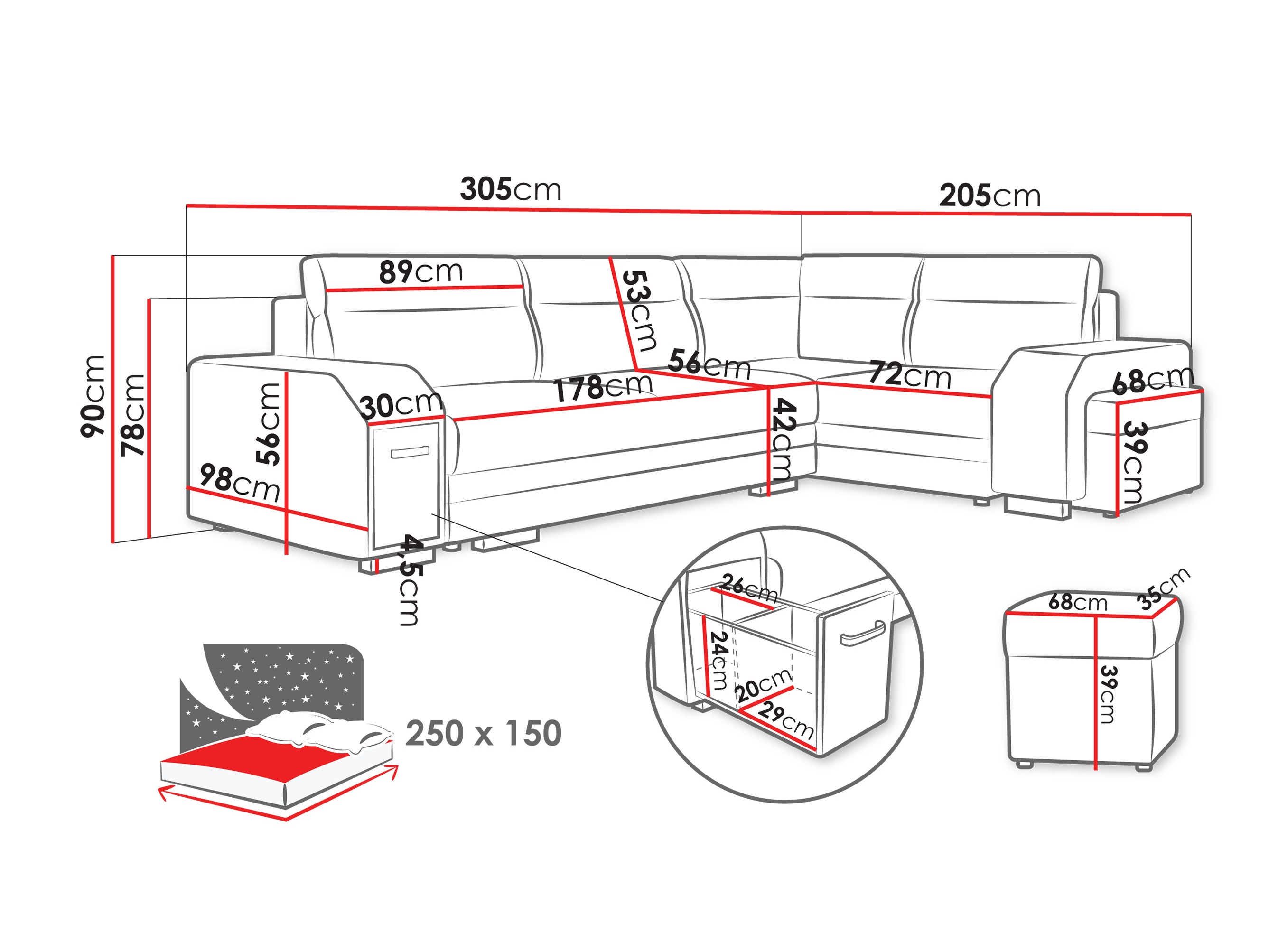 Hjørnesofa Kingsport 116 (Nazar 225.02)