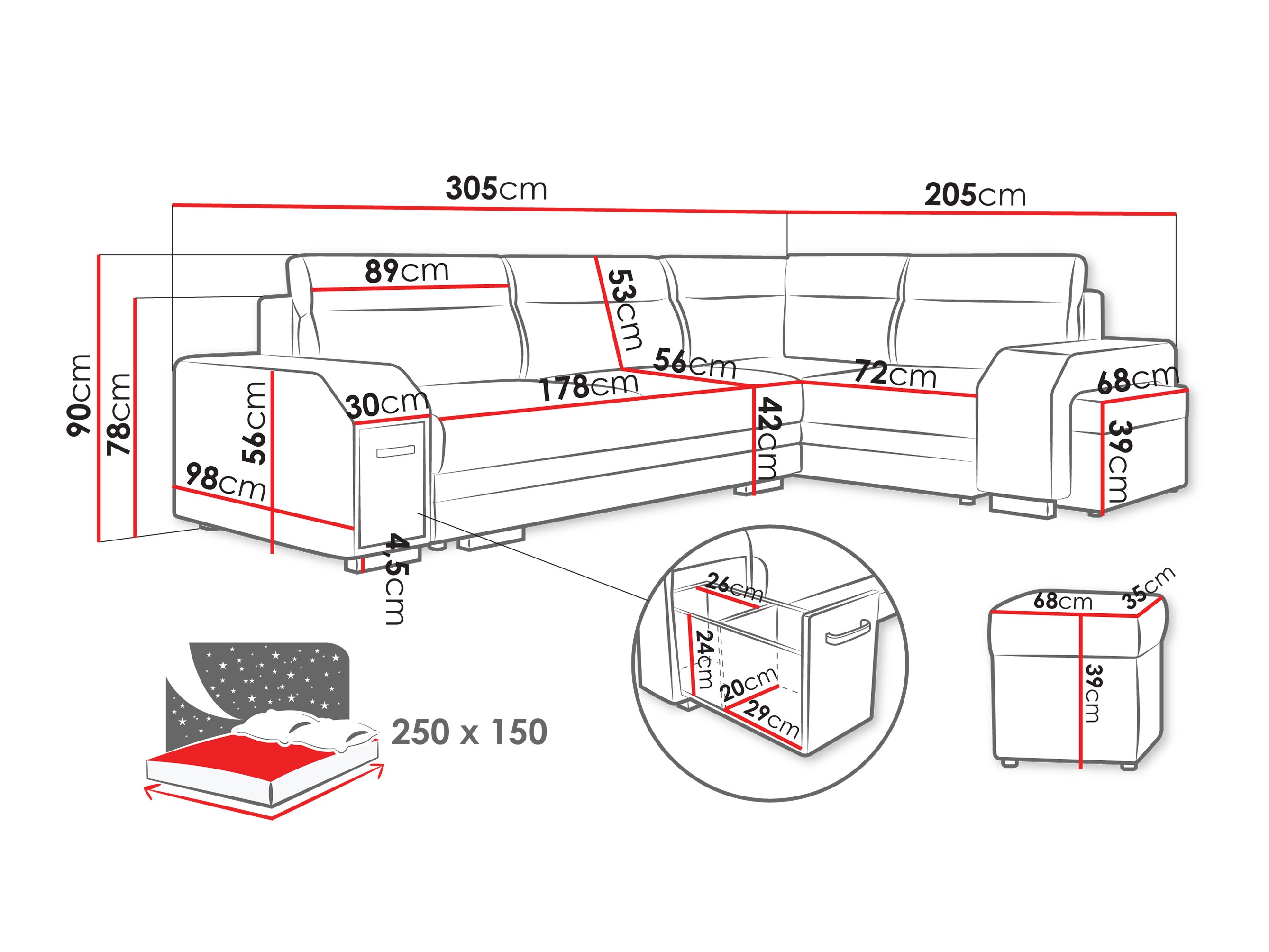 Hjørnesofa Kingsport 116 (Nazar 225.02)