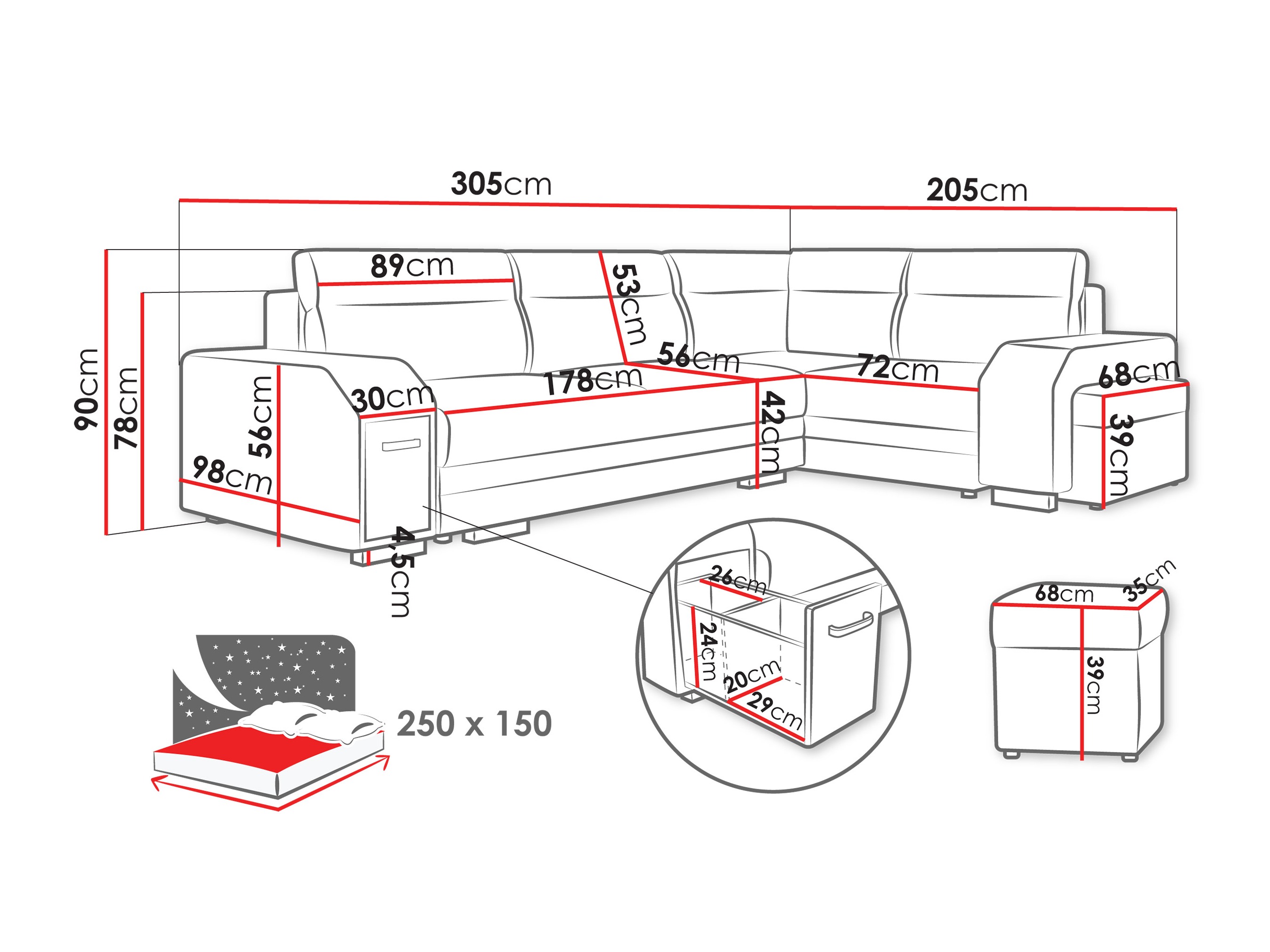 Hjørnesofa Kingsport 116 (Nazar 225.03)