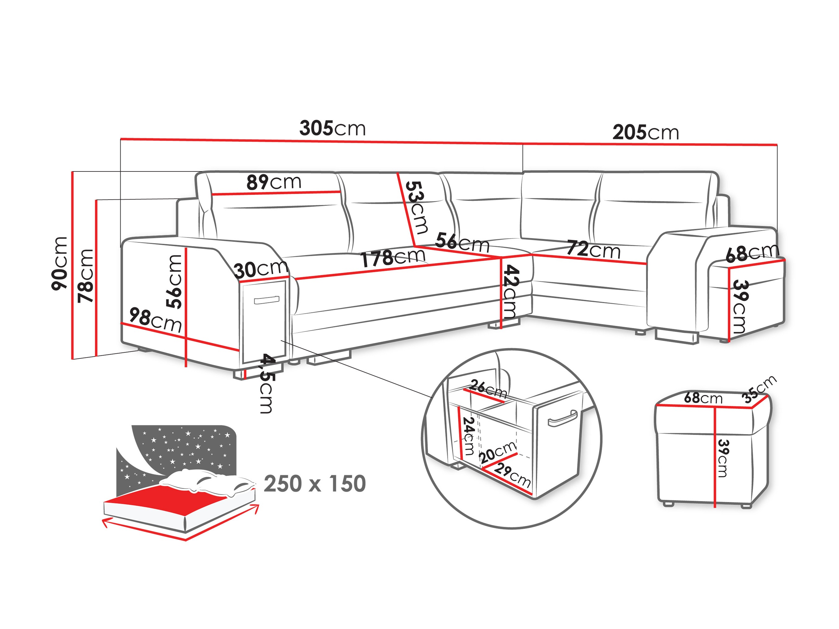 Hjørnesofa Kingsport 116 (Nazar 225.03)