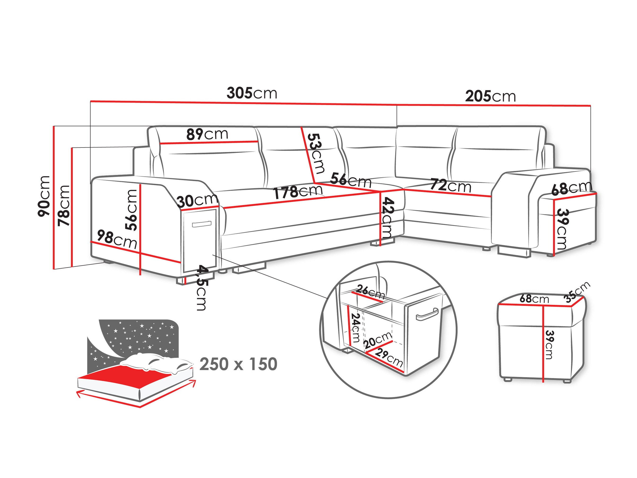 Hjørnesofa Kingsport 116 (Nazar 225.05)