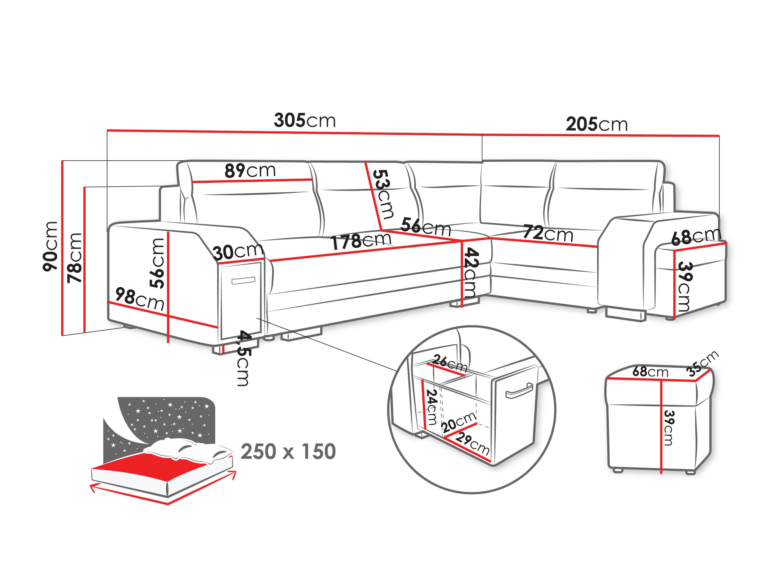 Hjørnesofa Kingsport 116 (Nazar 225.05)