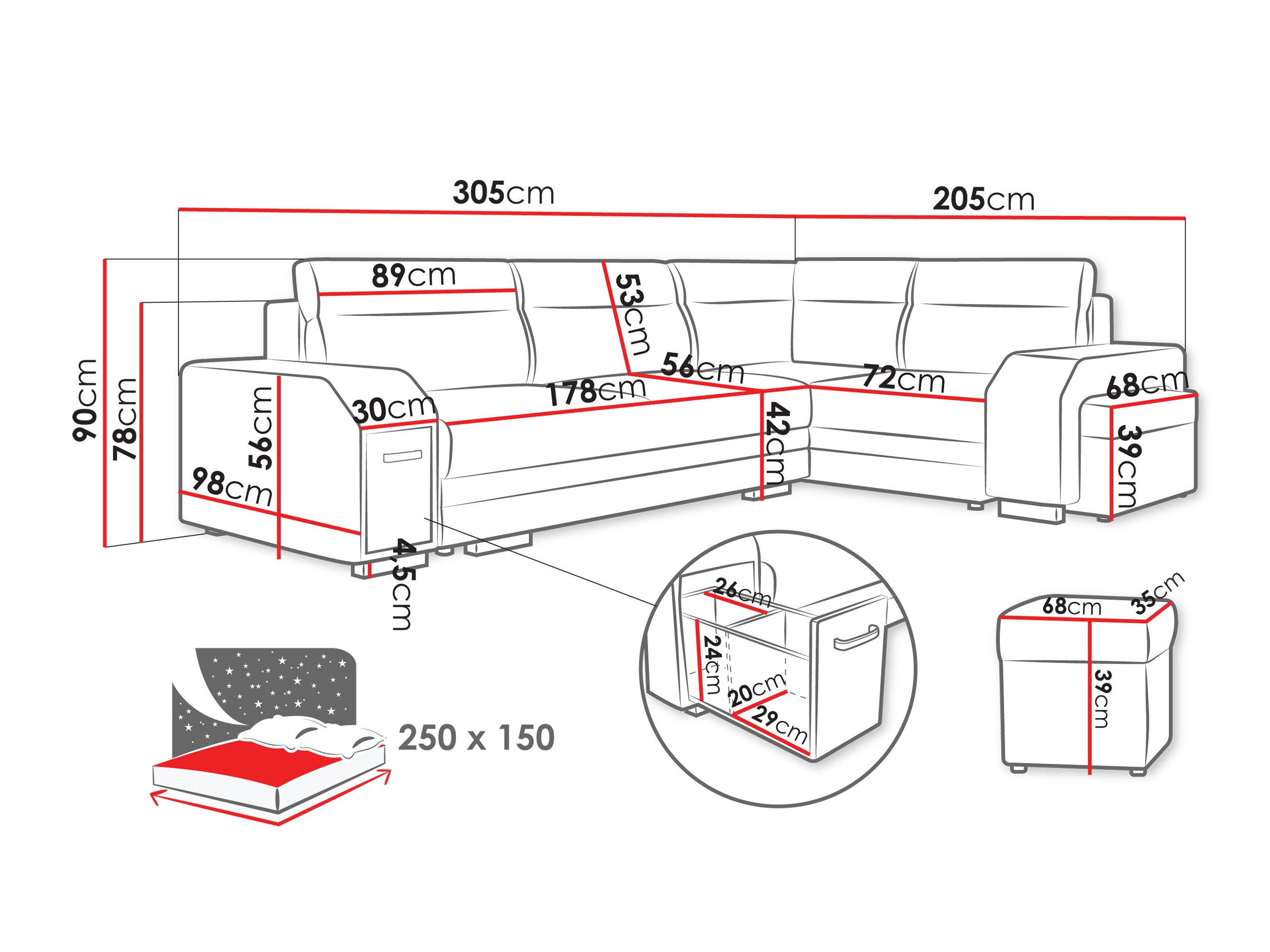 Hjørnesofa Kingsport 116 (Nazar 225.06)