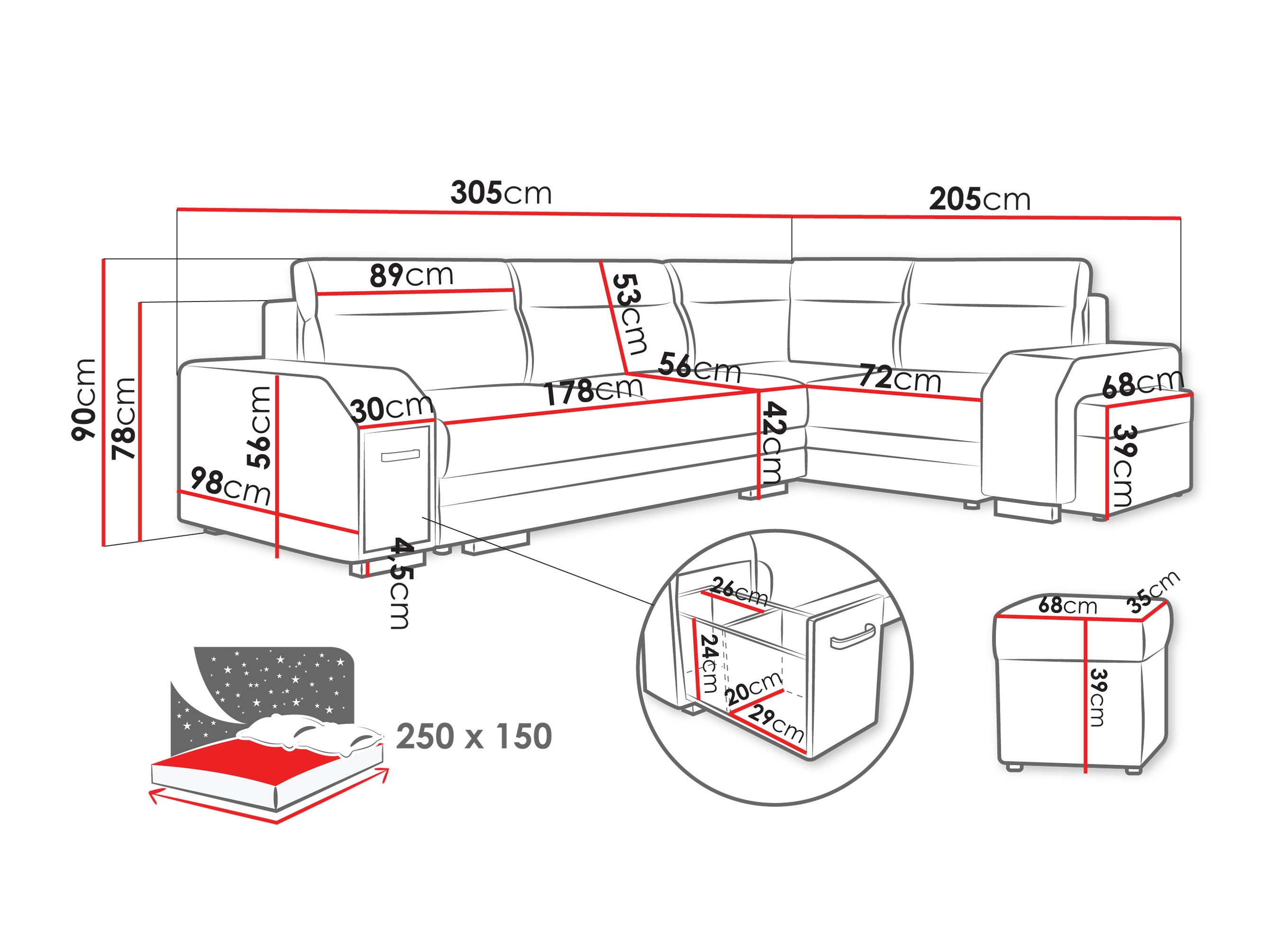 Hjørnesofa Kingsport 116 (Nazar 225.06)