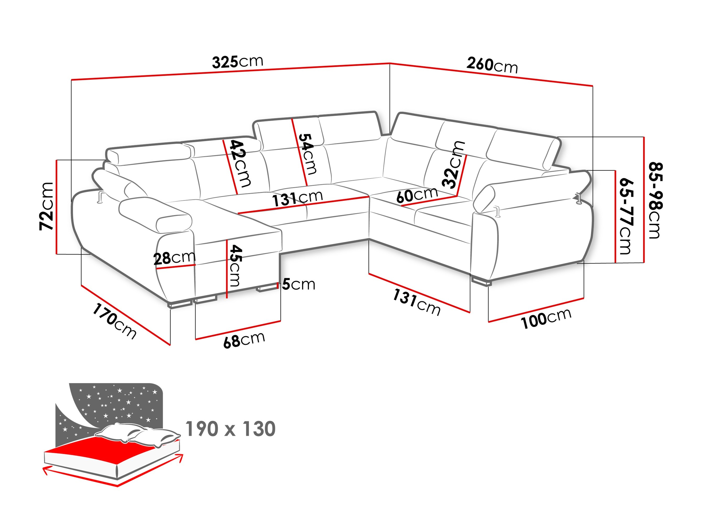 Hjørnesofa Columbus 134 (Paros 4)