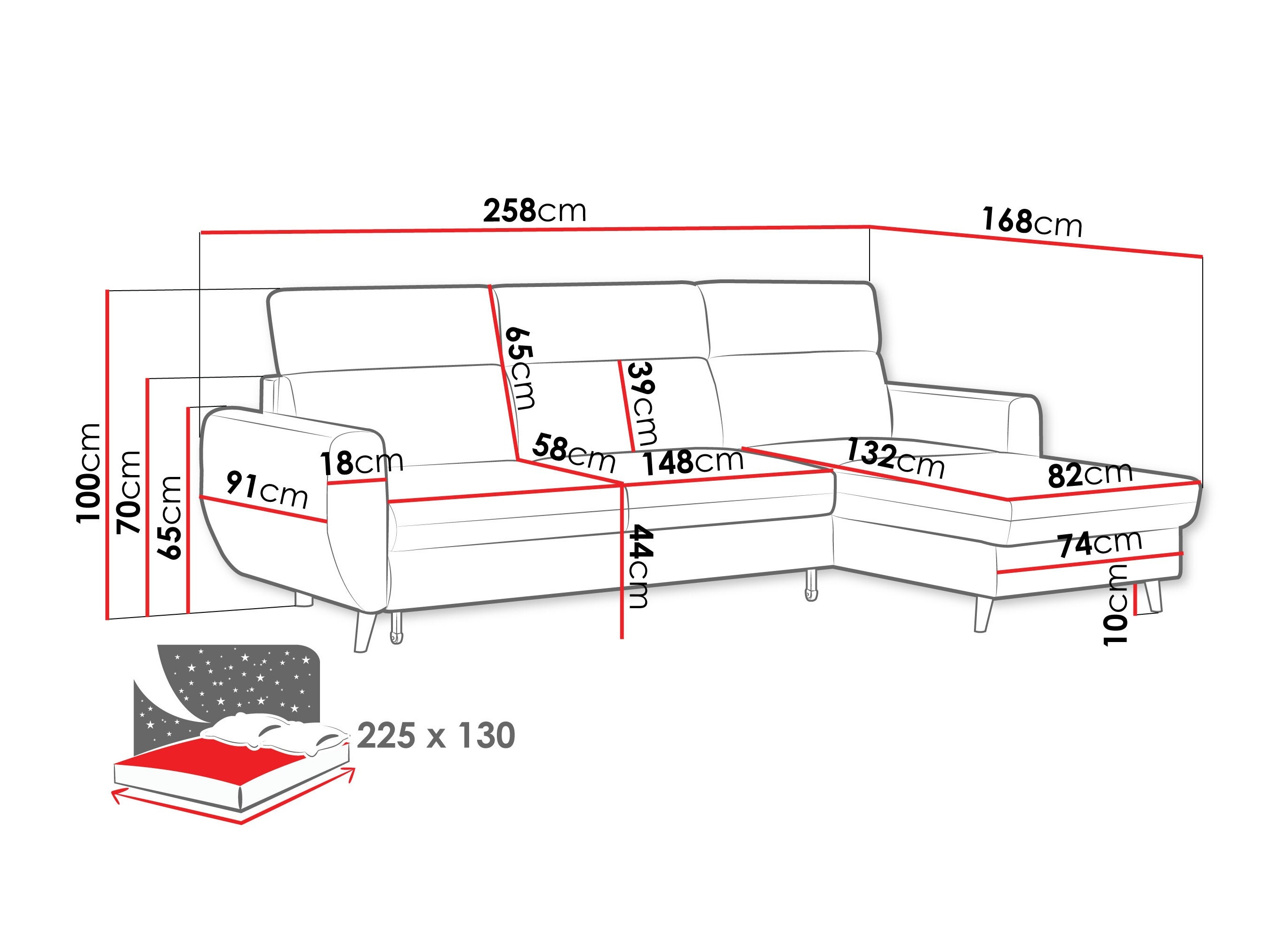 Hjørnesofa Temple 132 (Cruz 80)
