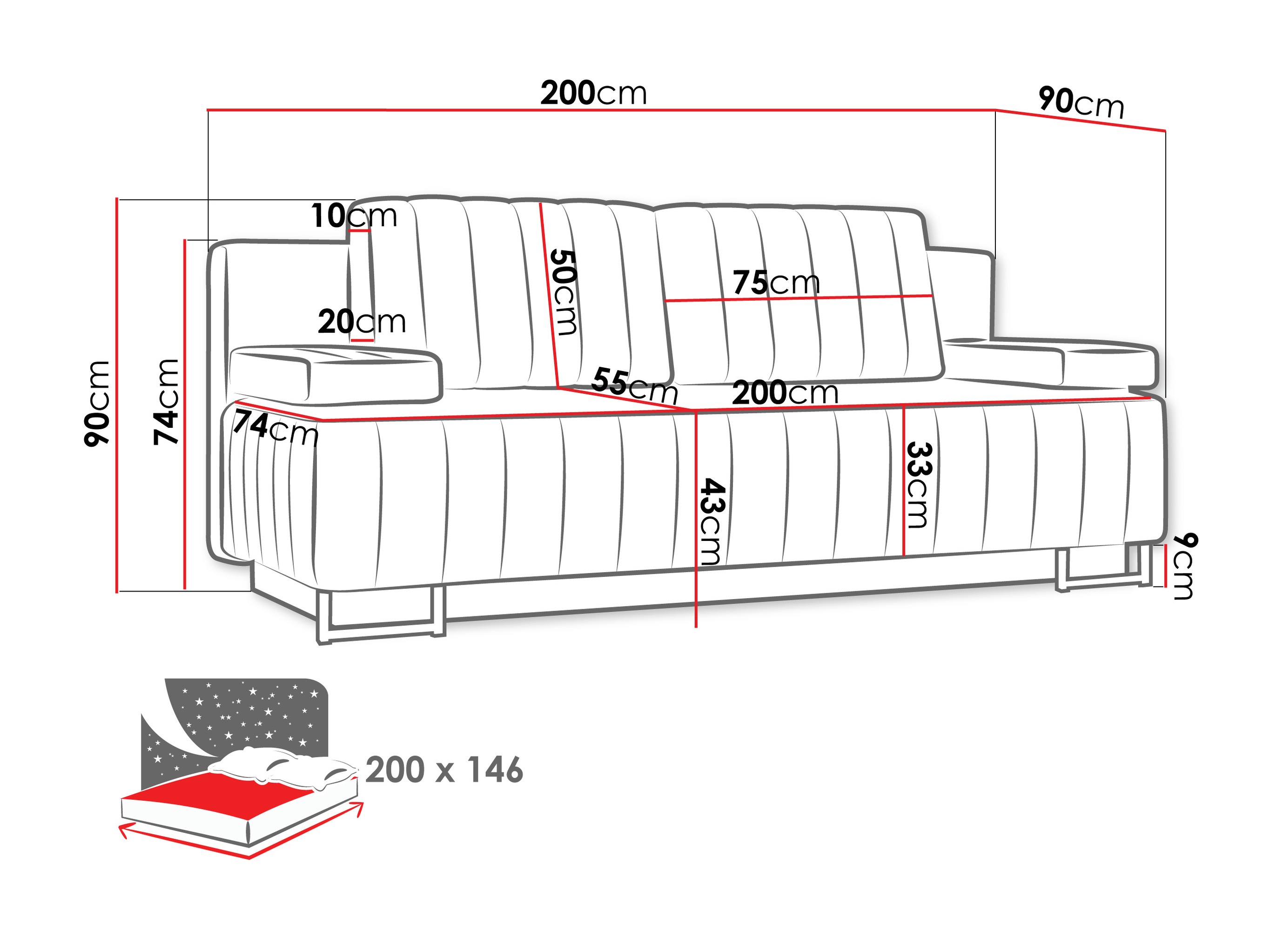 Sovesofa Columbus 152 (Lux 05)