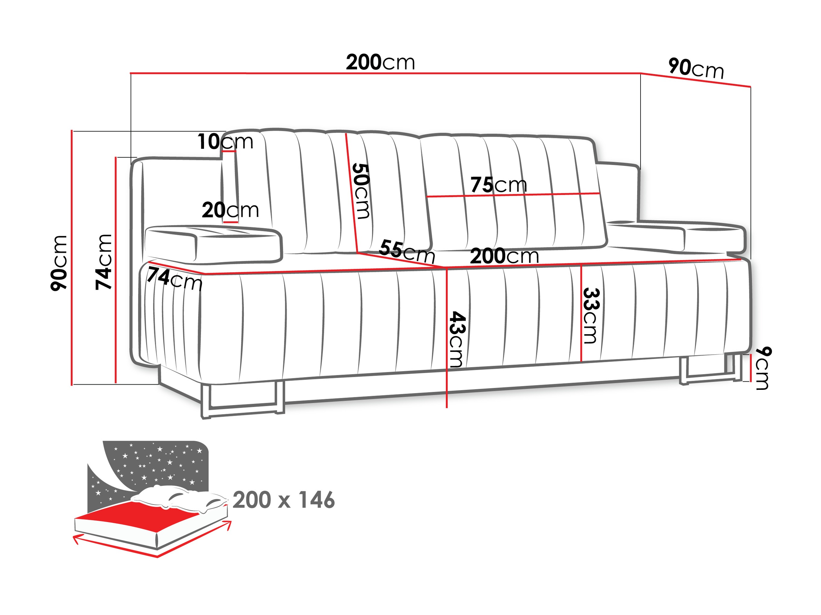 Sovesofa Columbus 152 (Lux 11)