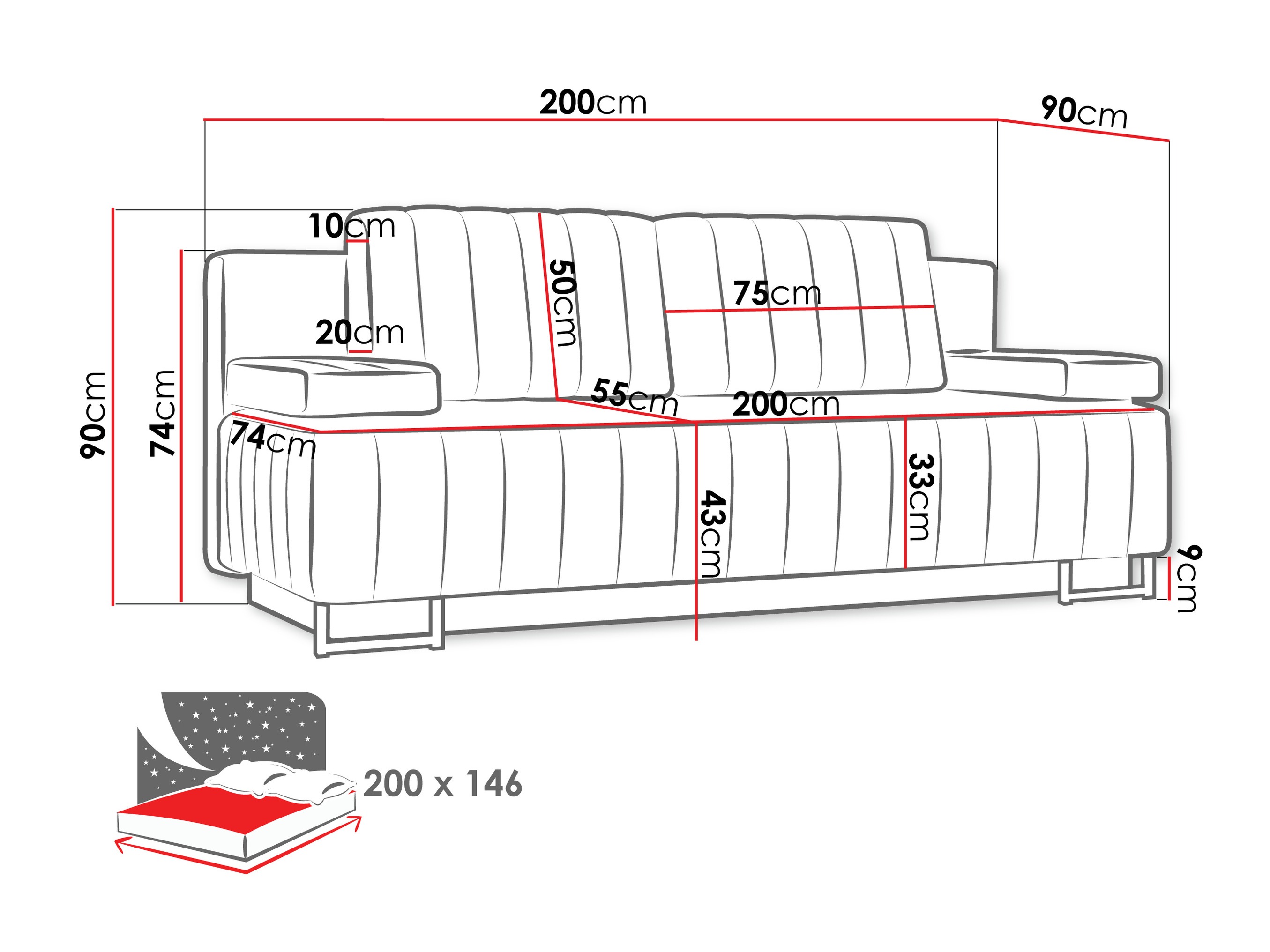 Sovesofa Columbus 152 (Lux 34)