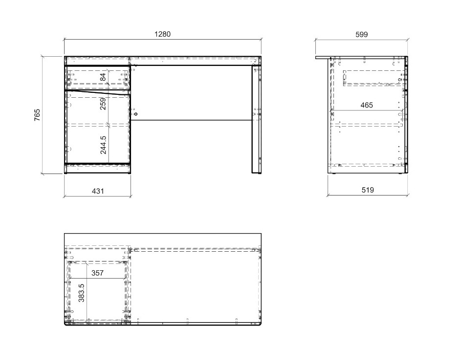 Skrivebord Venlori 120 (Hvid + Grafit)