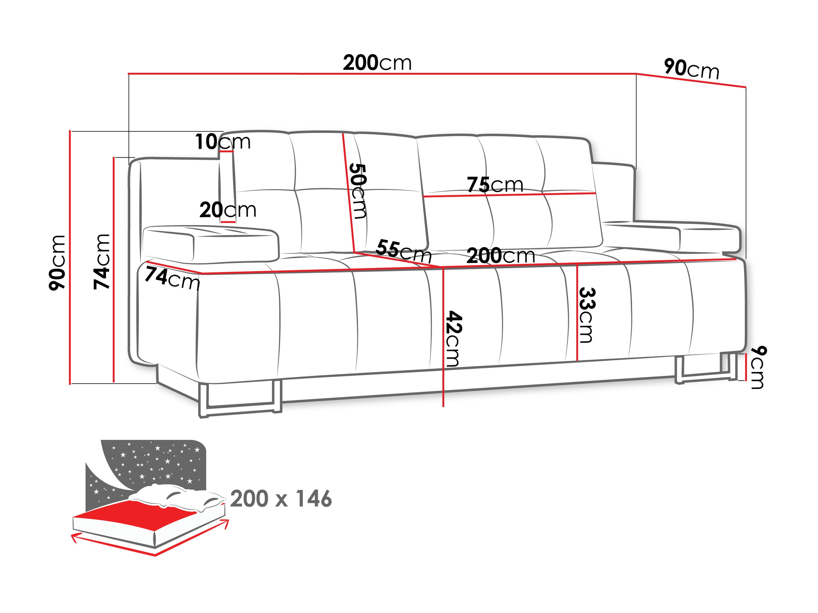 Sovesofa Columbus 151 (Lumo 40)