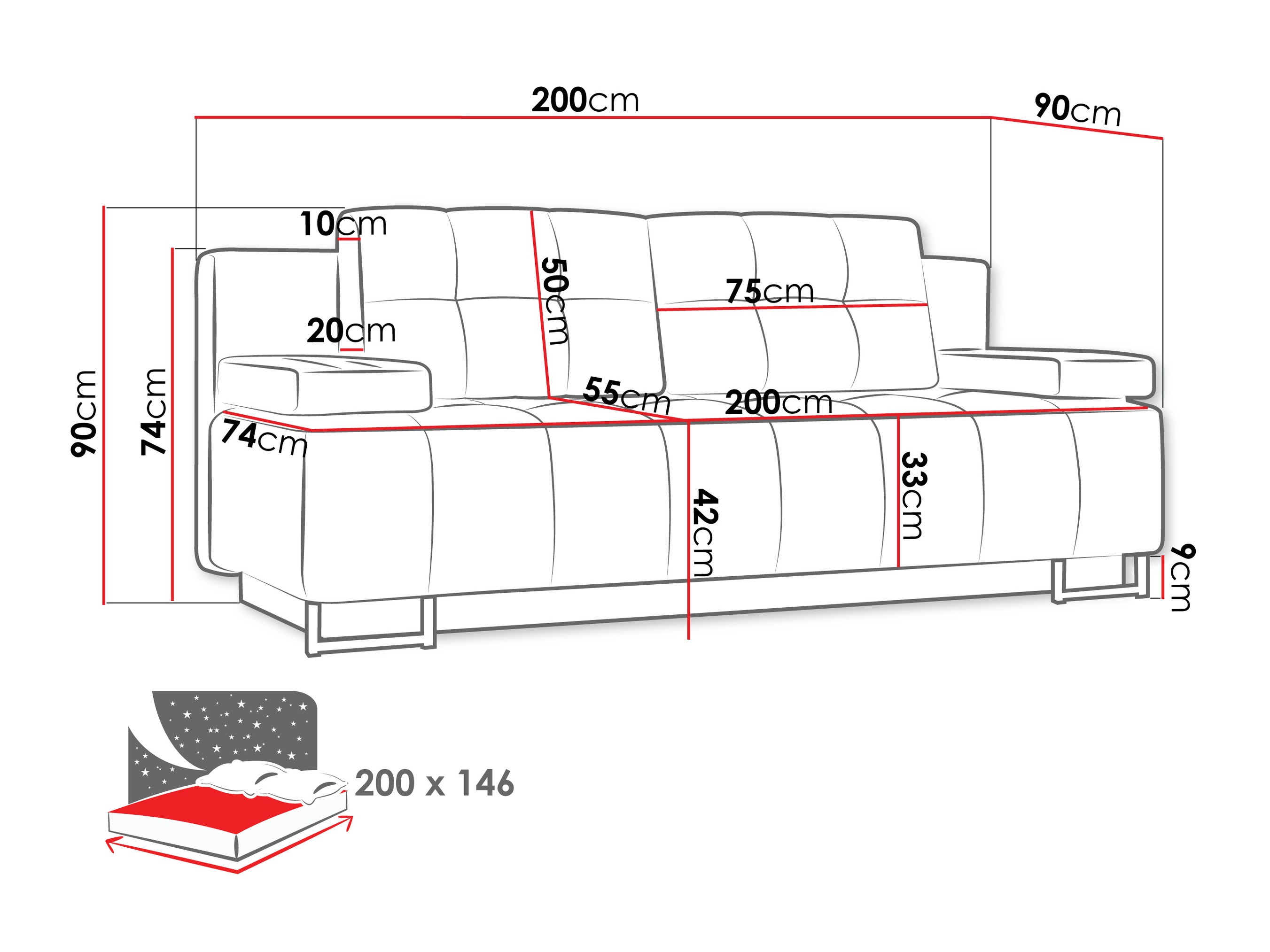 Sovesofa Columbus 151 (Lumo 55)