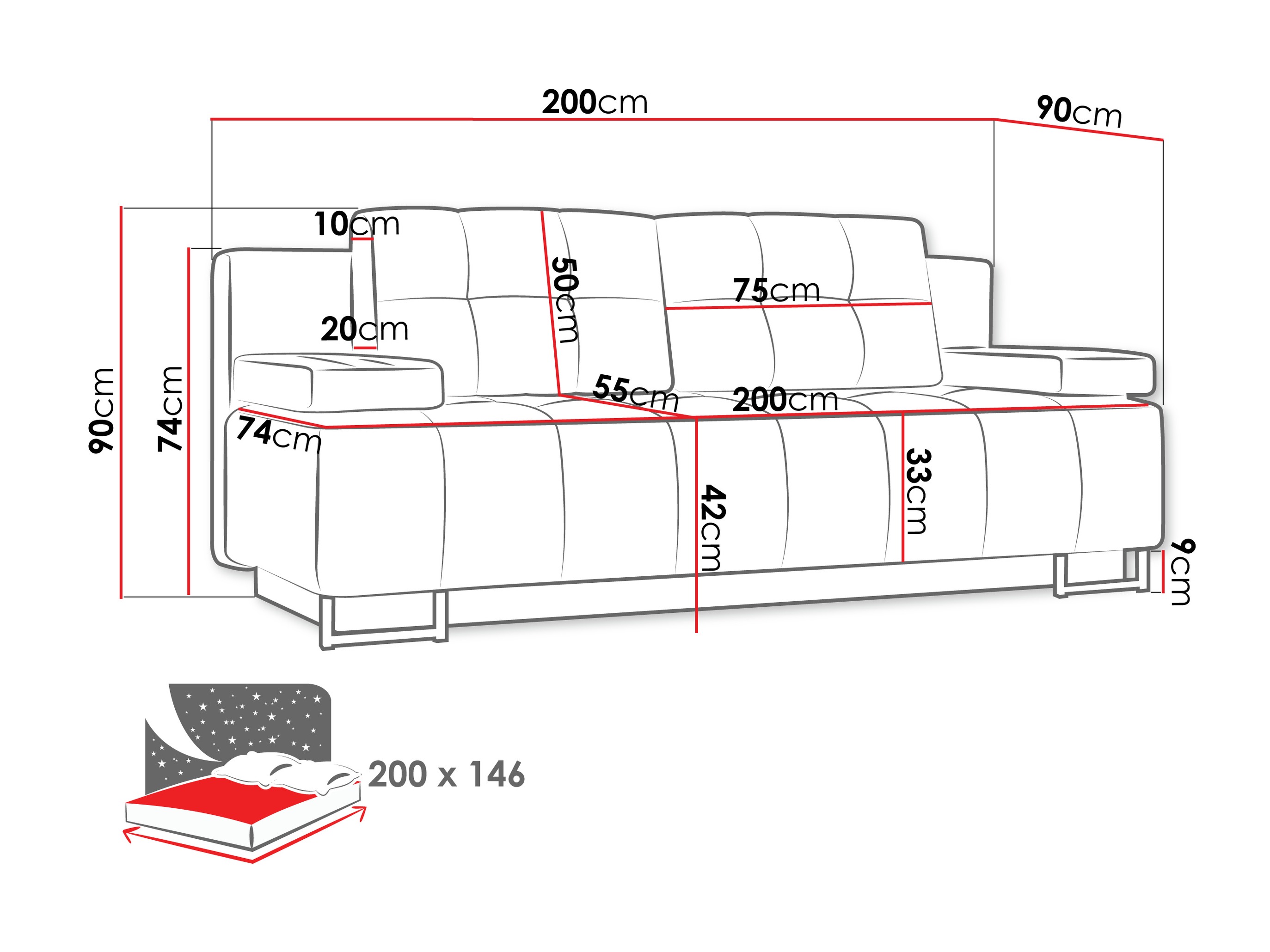Sovesofa Columbus 151 (Lumo 65)