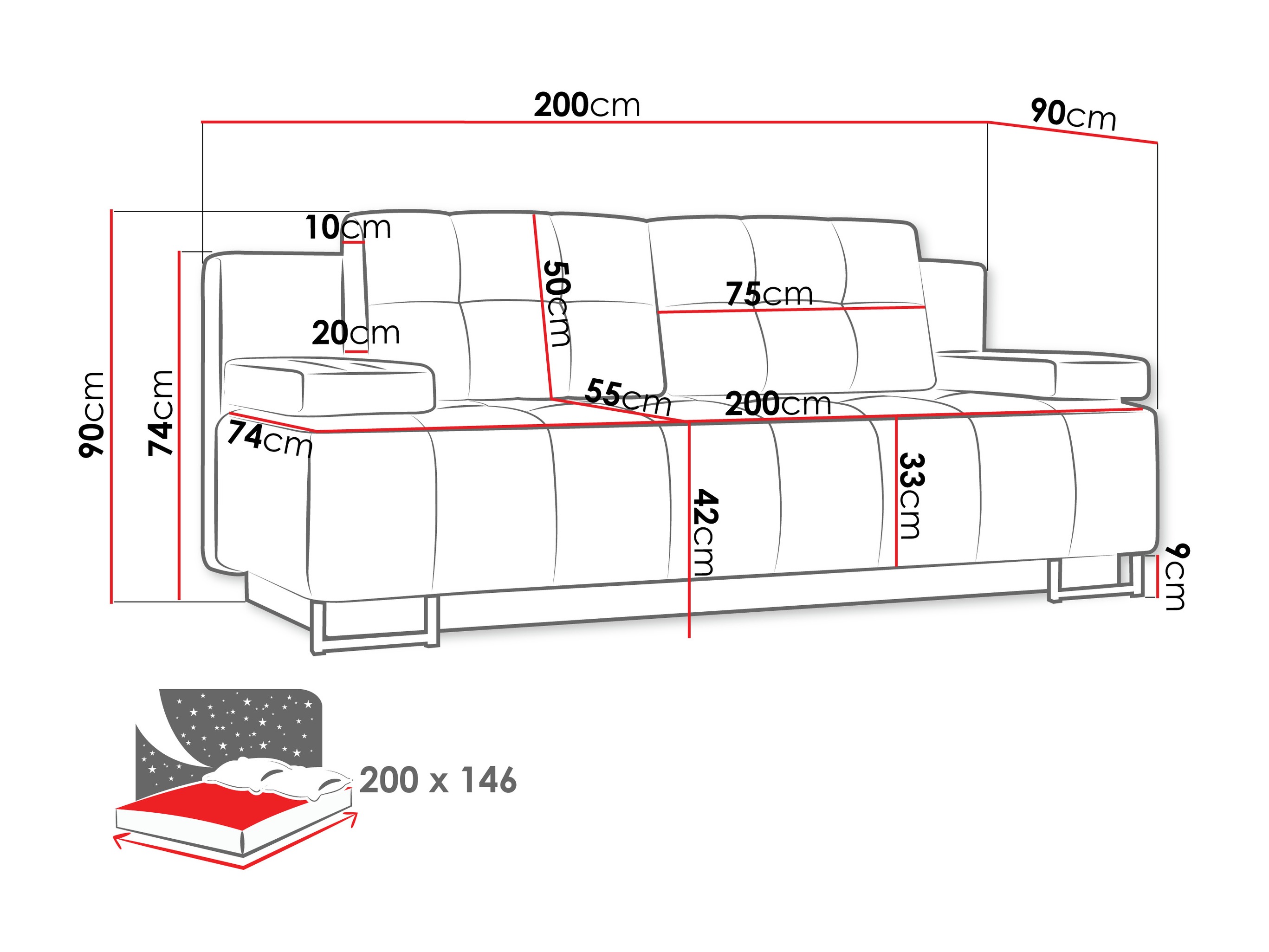 Sovesofa Columbus 151 (Lux 06)