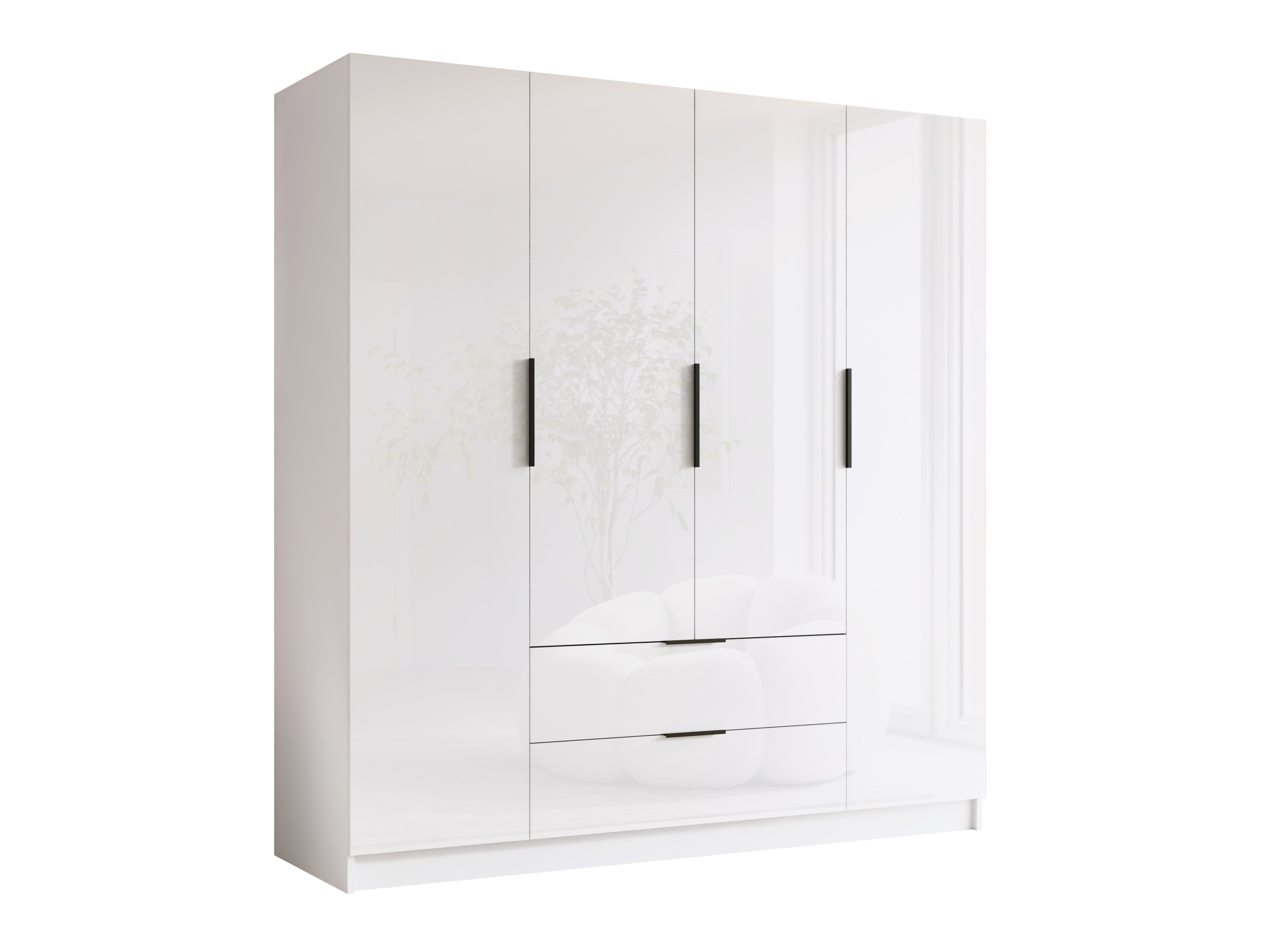 Garderobeskab Closico Cadron I (Hvid + Glansfuld hvid)