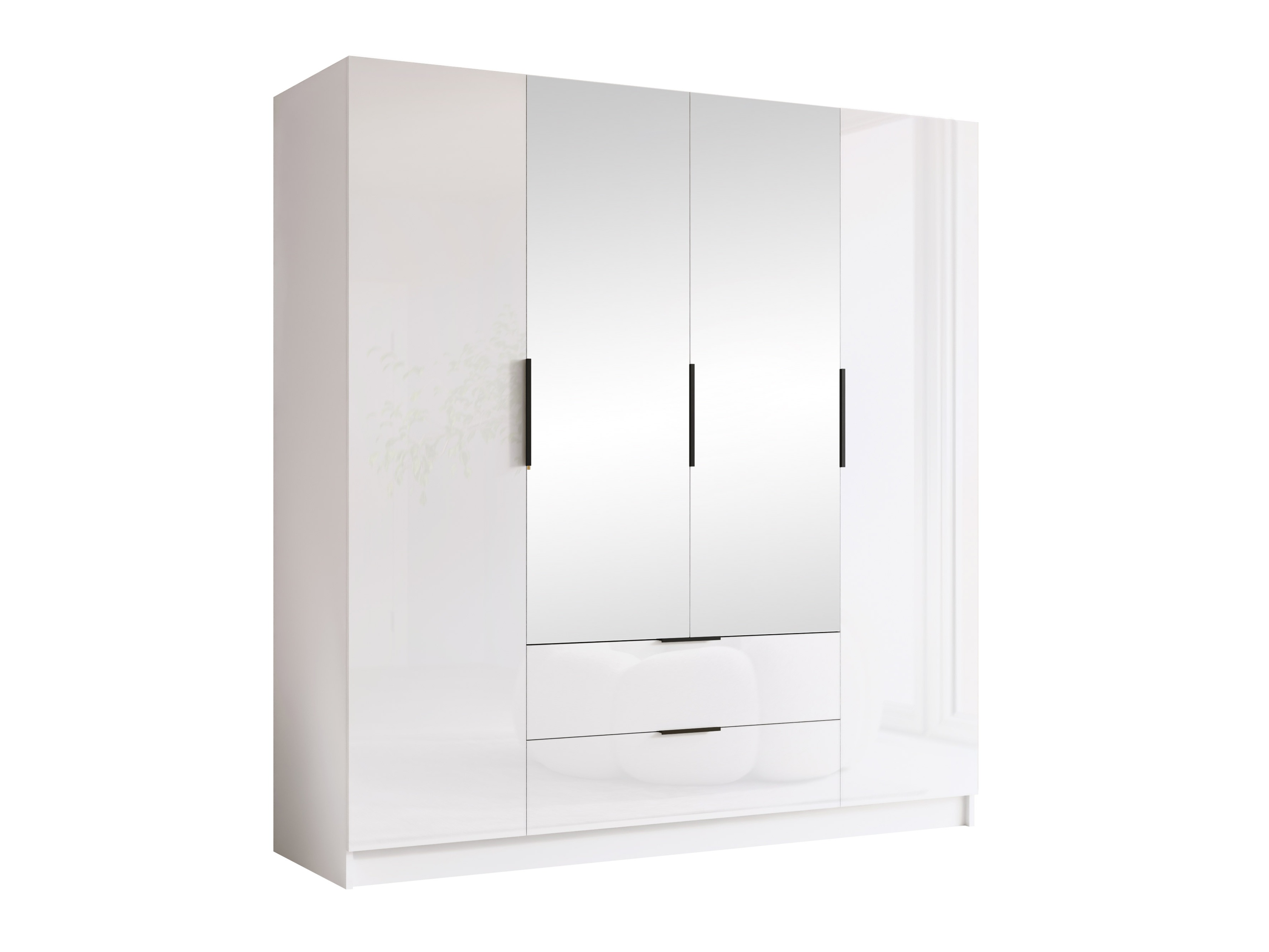 Garderobeskab Closico Cadron II (Hvid + Glansfuld hvid)