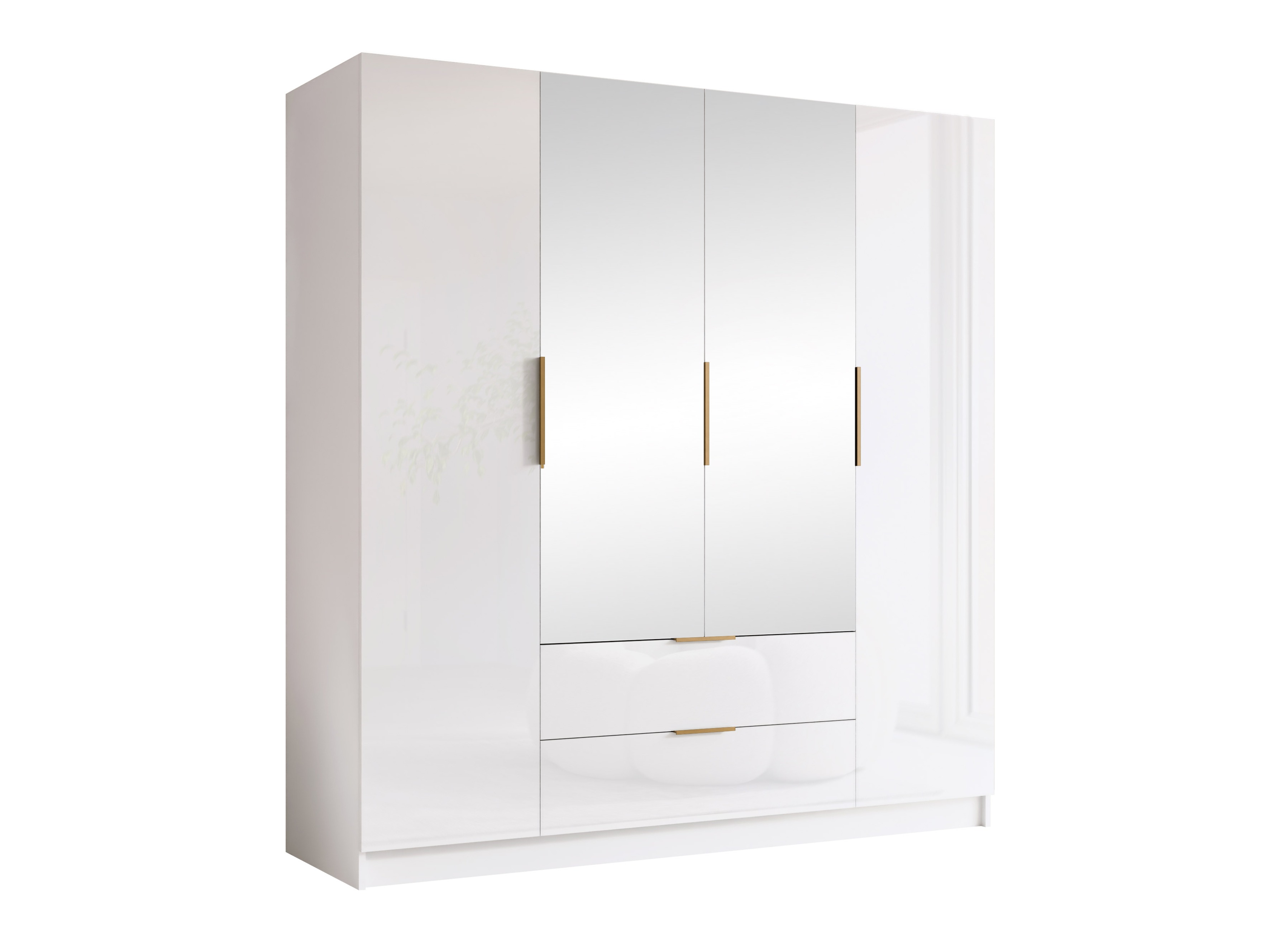 Garderobeskab Closico Cadron II (Hvid + Glansfuld hvid)
