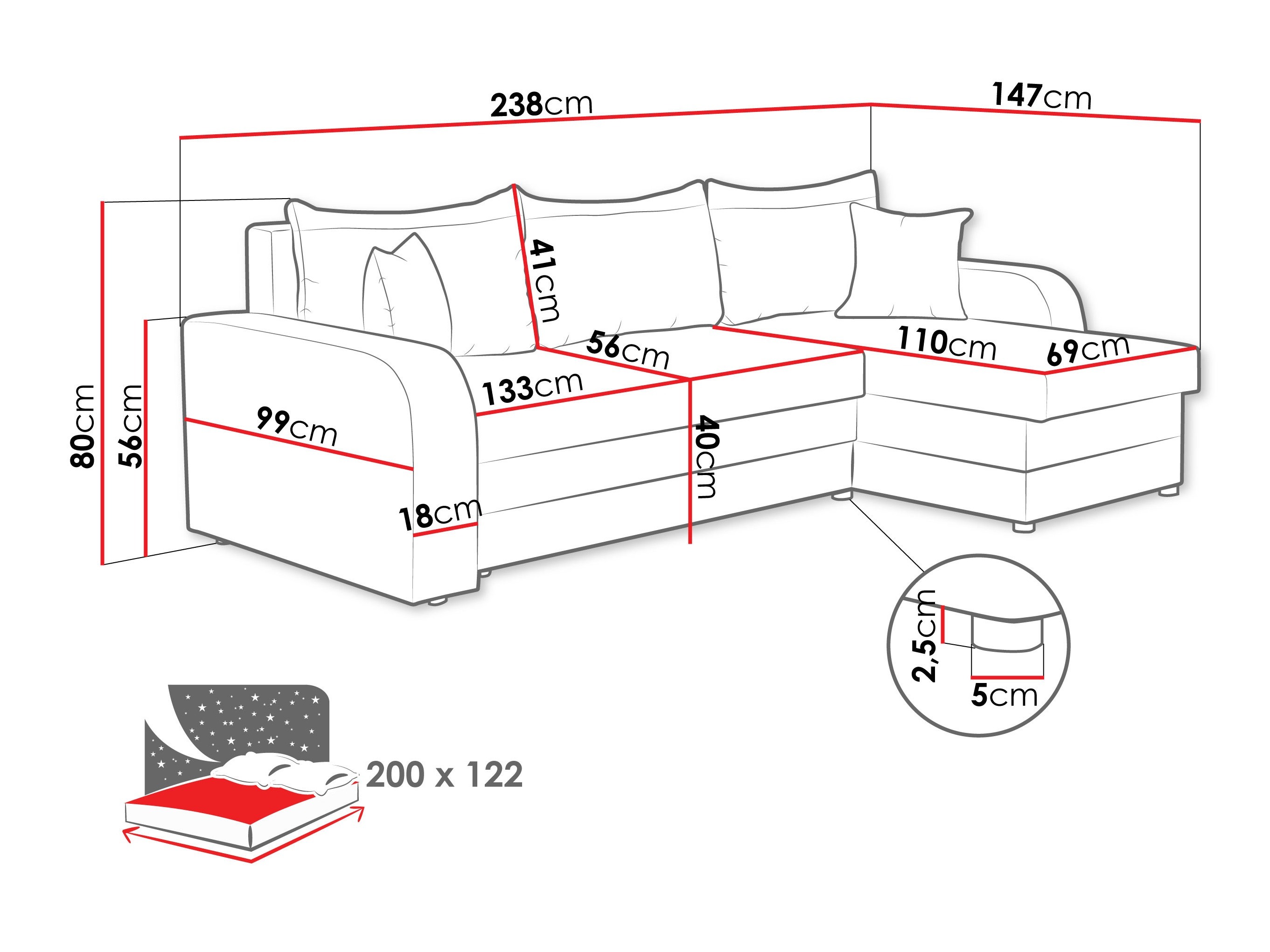 Hjørnesofa Comfivo Melissa I (Mikrofaza 0027 + Mikrofaza 0031)