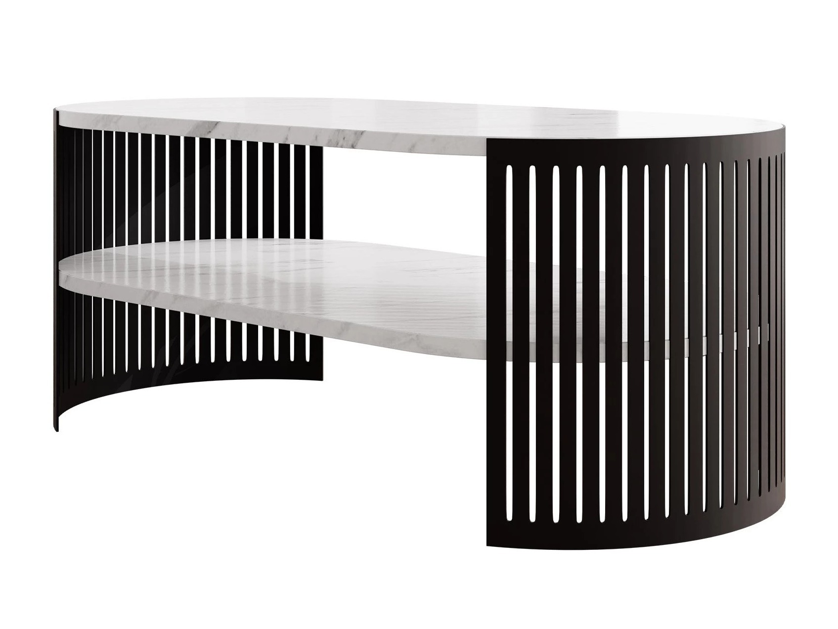 Sofabord Civer III (Sort + Hvid marmor)