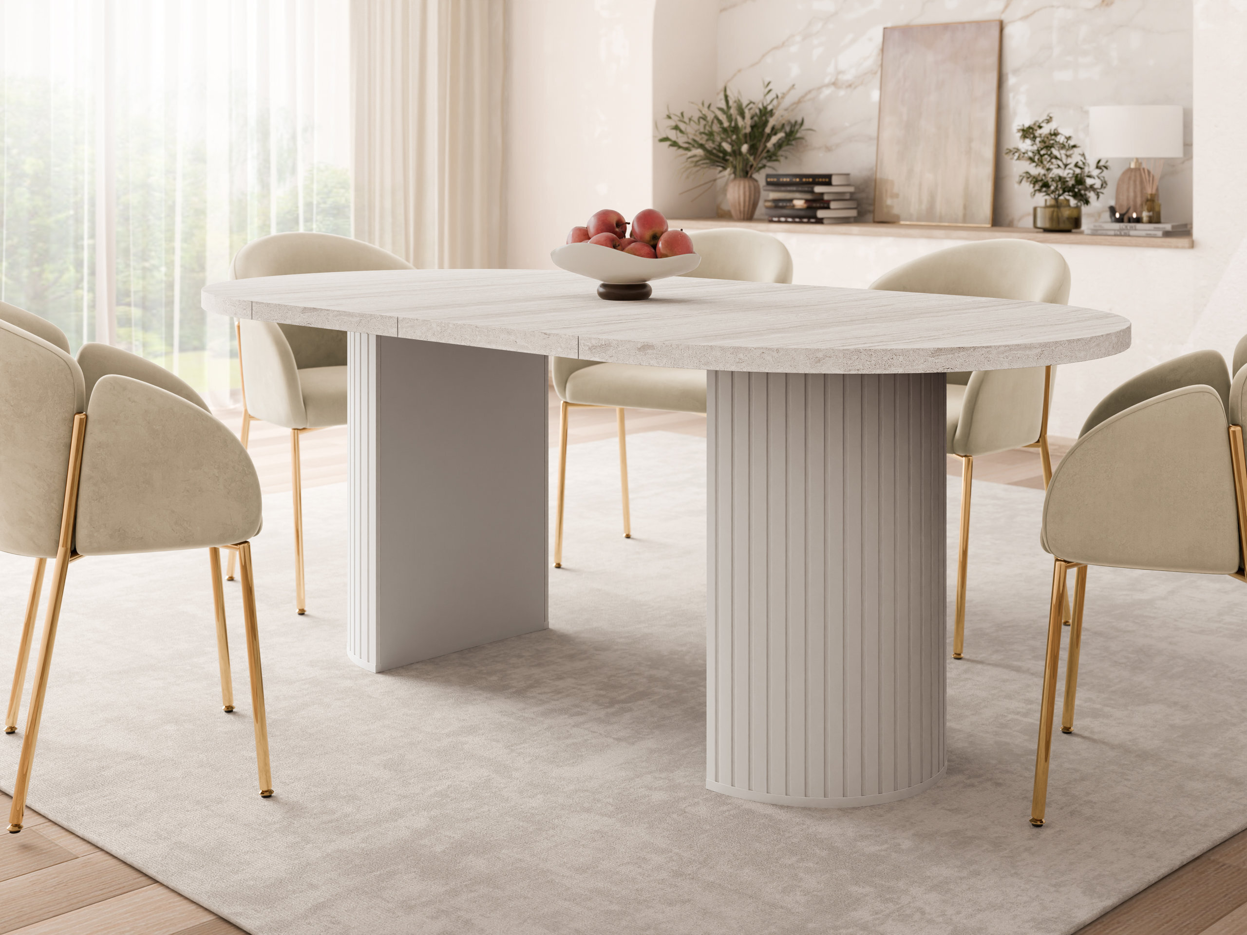 Bord Cupedo (Lys travertin + Beige)