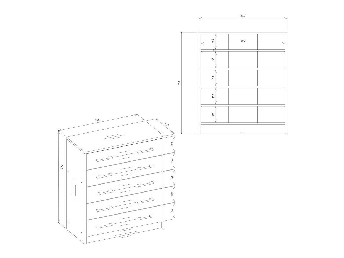 Skoskab Mandeville 372 (Hvid)