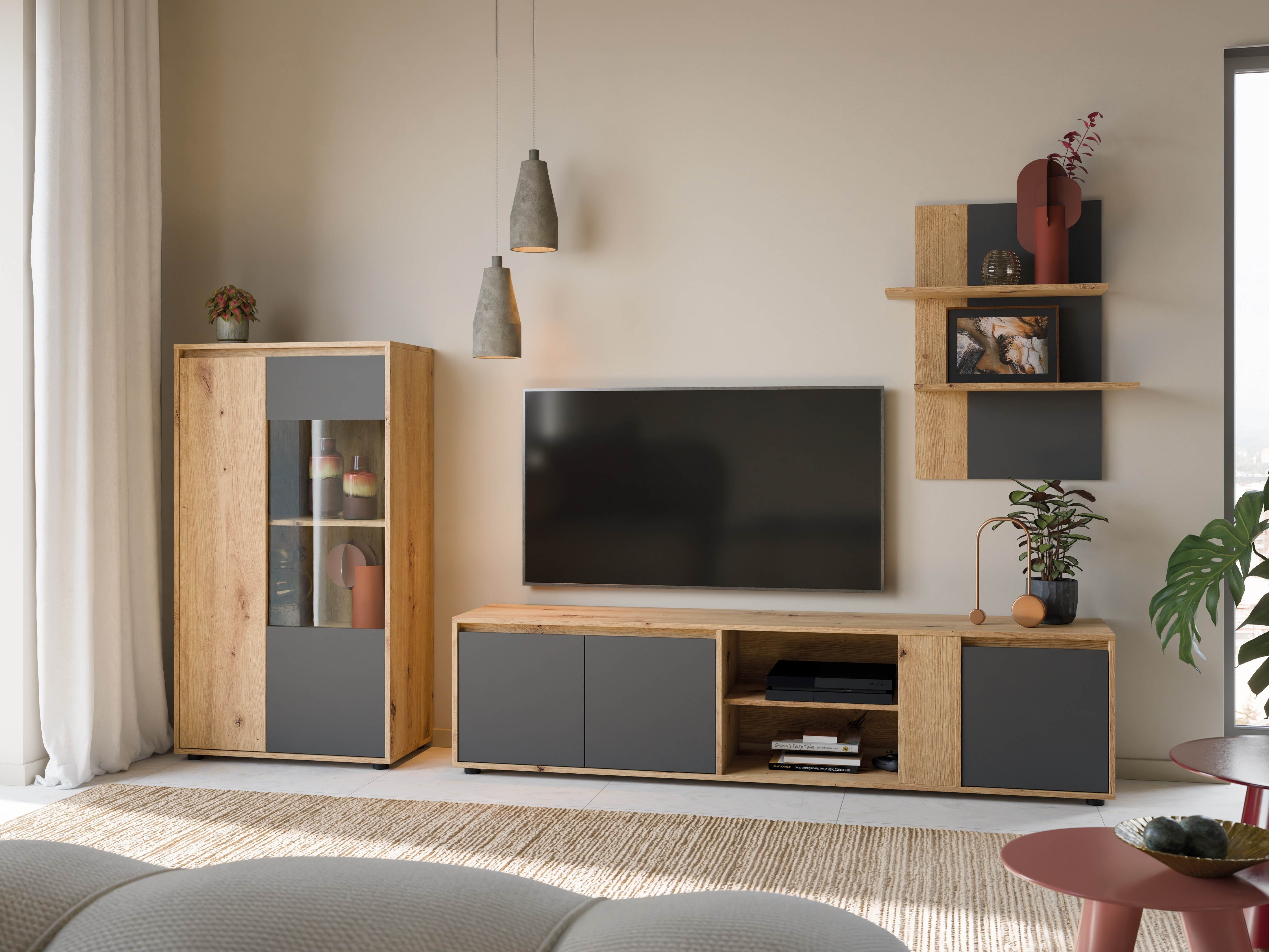 Stuemøbelsæt Ontario 226 (Antracit + Artisan eg)