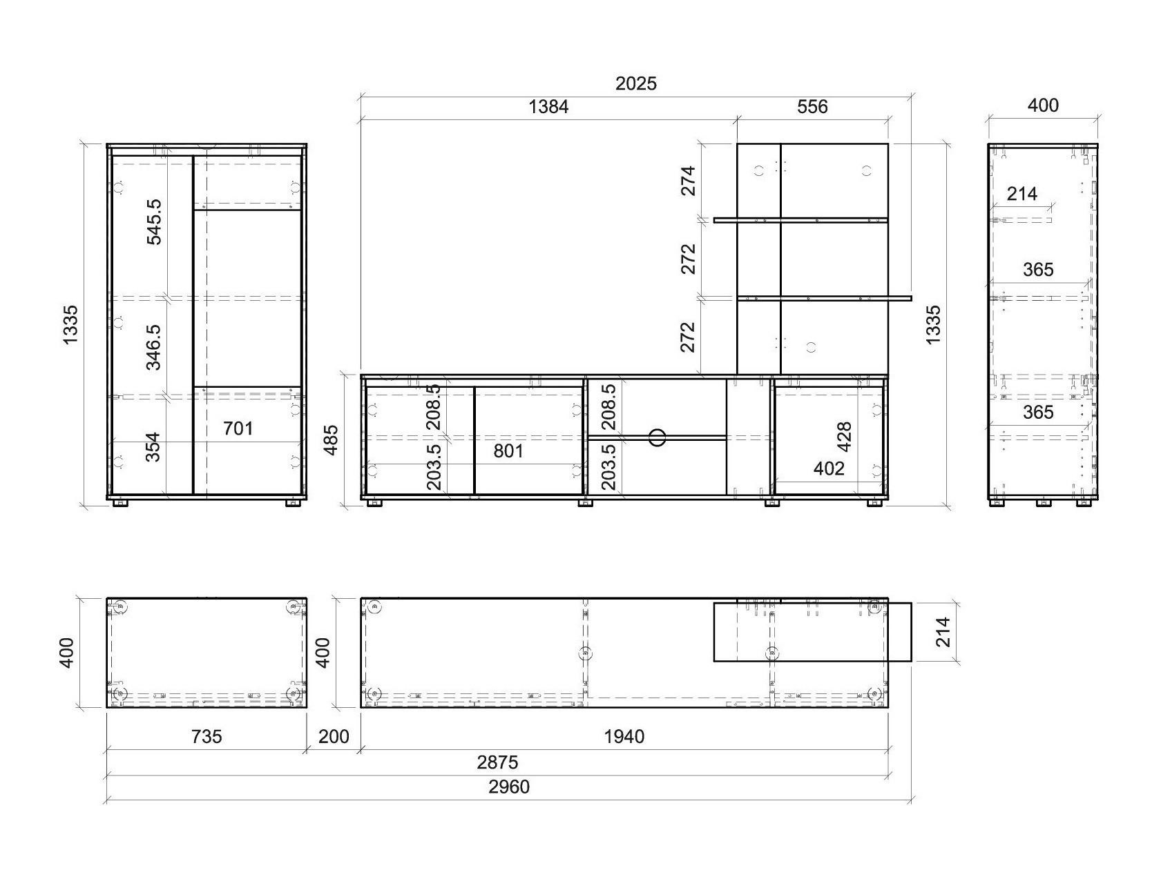 Stuemøbelsæt Ontario 226 (Antracit + Artisan eg)