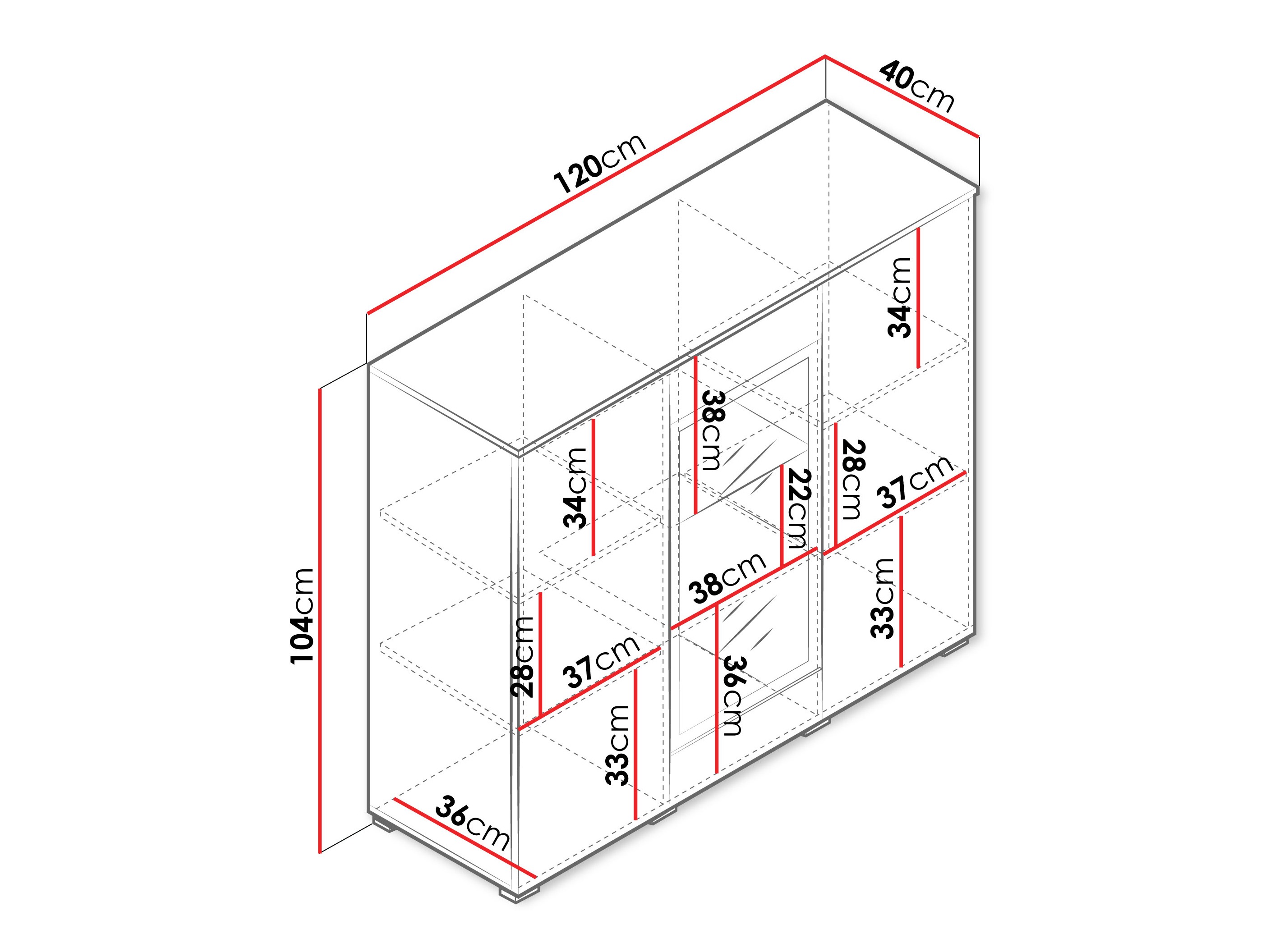 Skænk Mirfivo 103 (Matera grå + Kastanje)