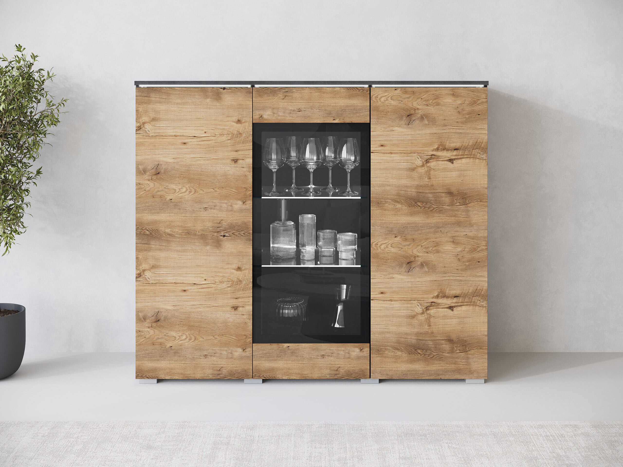 Skænk Mirfivo 103 (Matera grå + Kastanje)