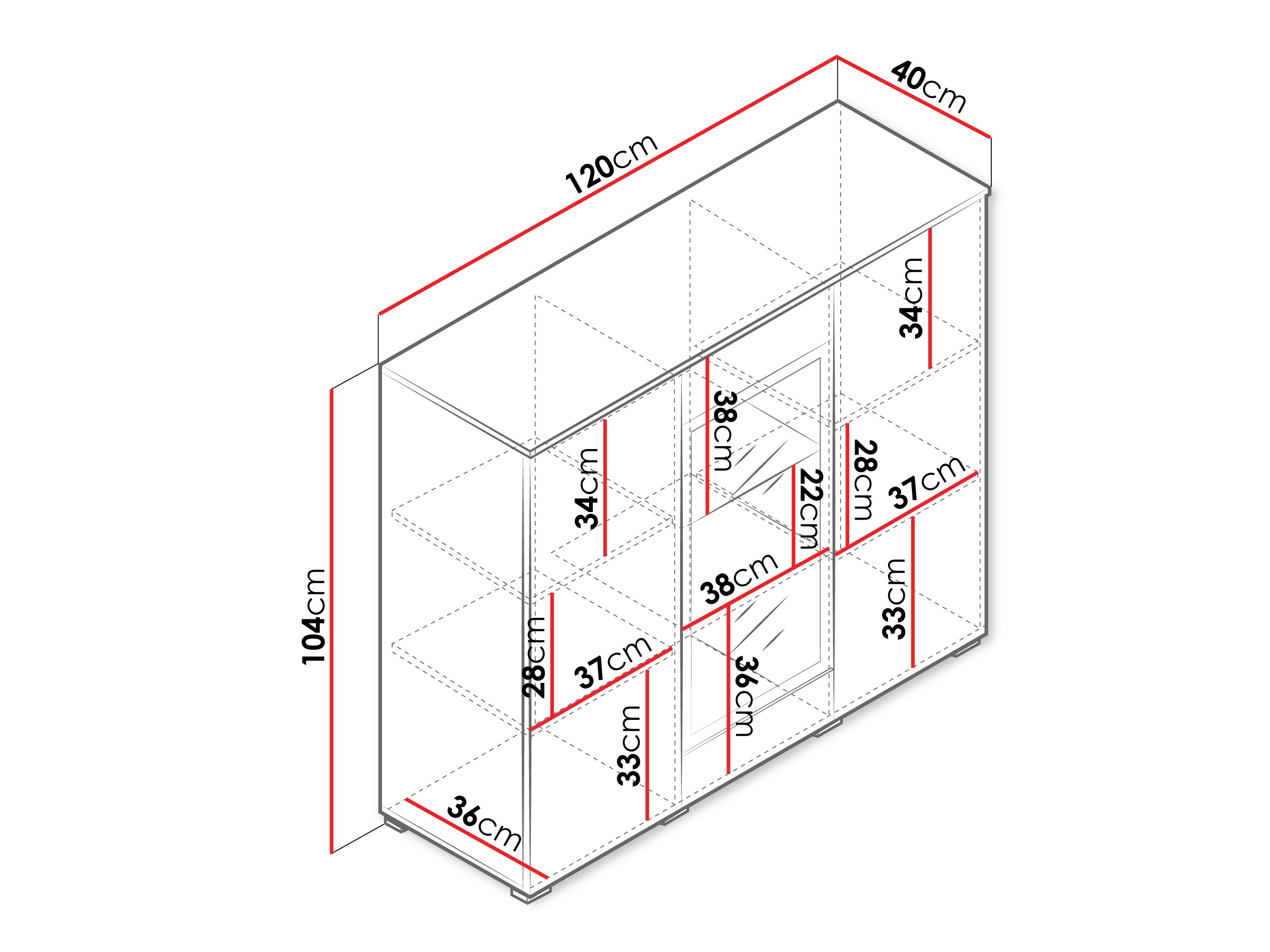 Skænk Mirfivo 103 (Matera grå + Kastanje)