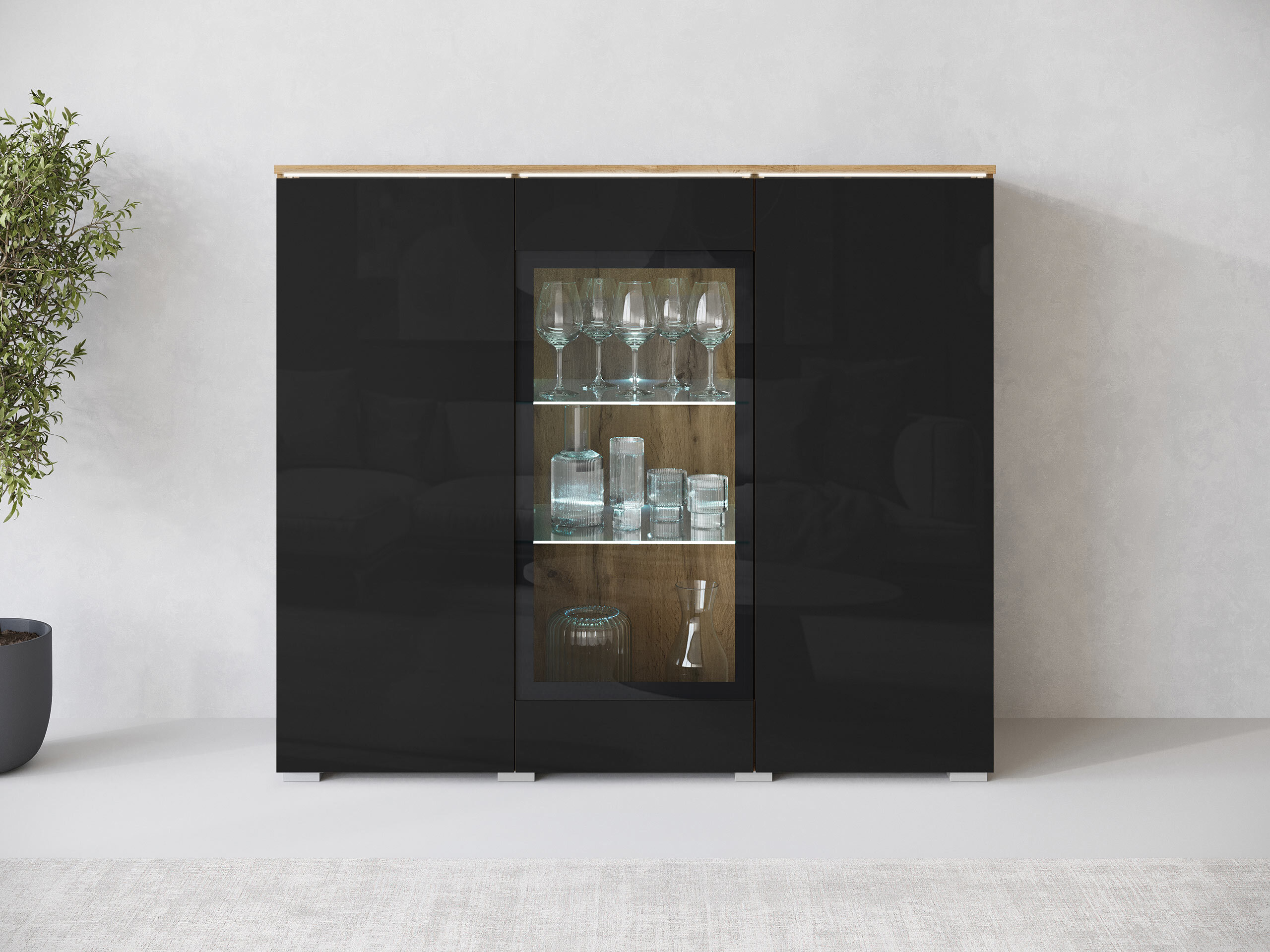 Skænk Mirfivo 103 (Wotan eg + Blank sort)