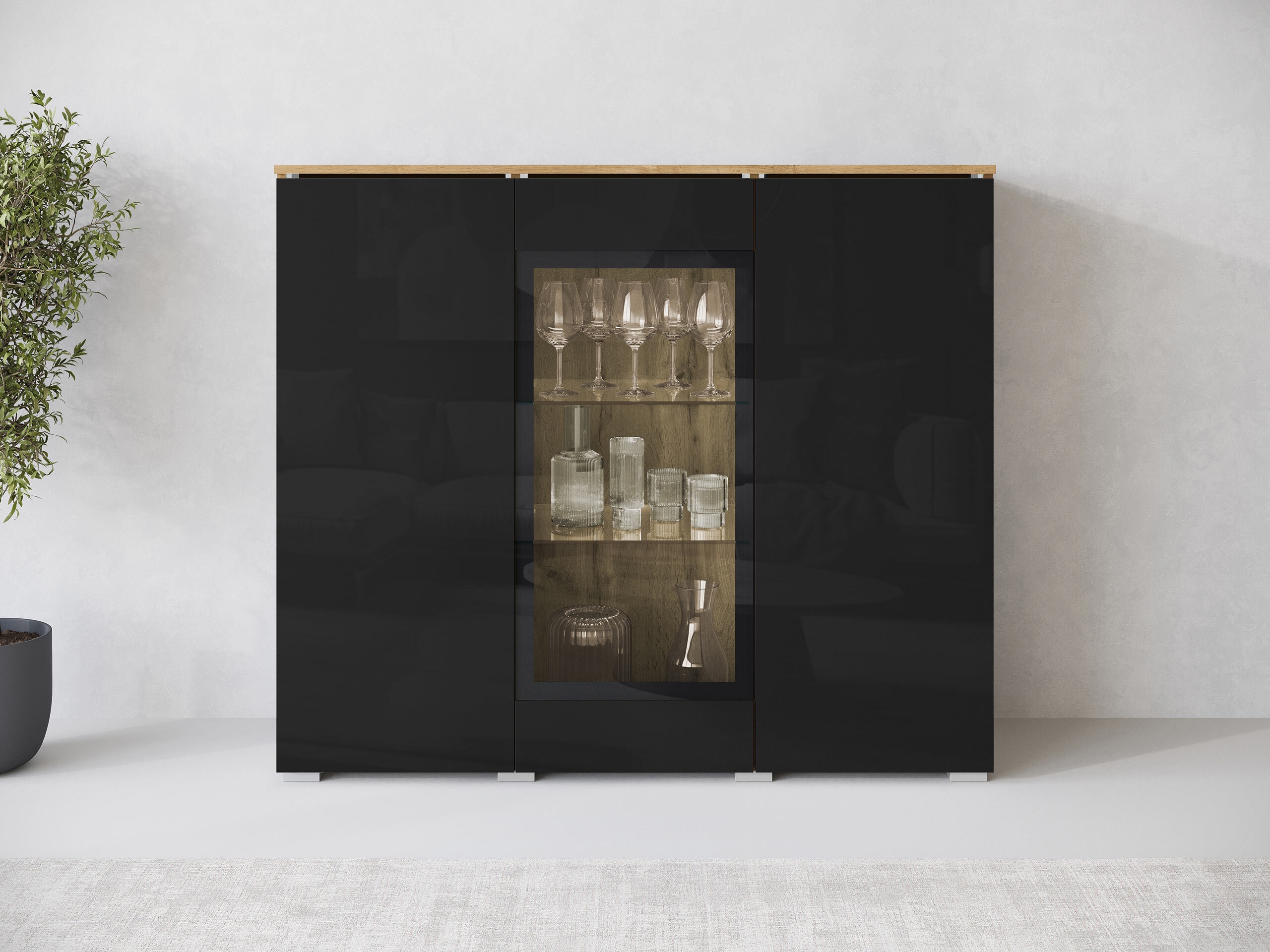 Skænk Mirfivo 103 (Wotan eg + Blank sort)