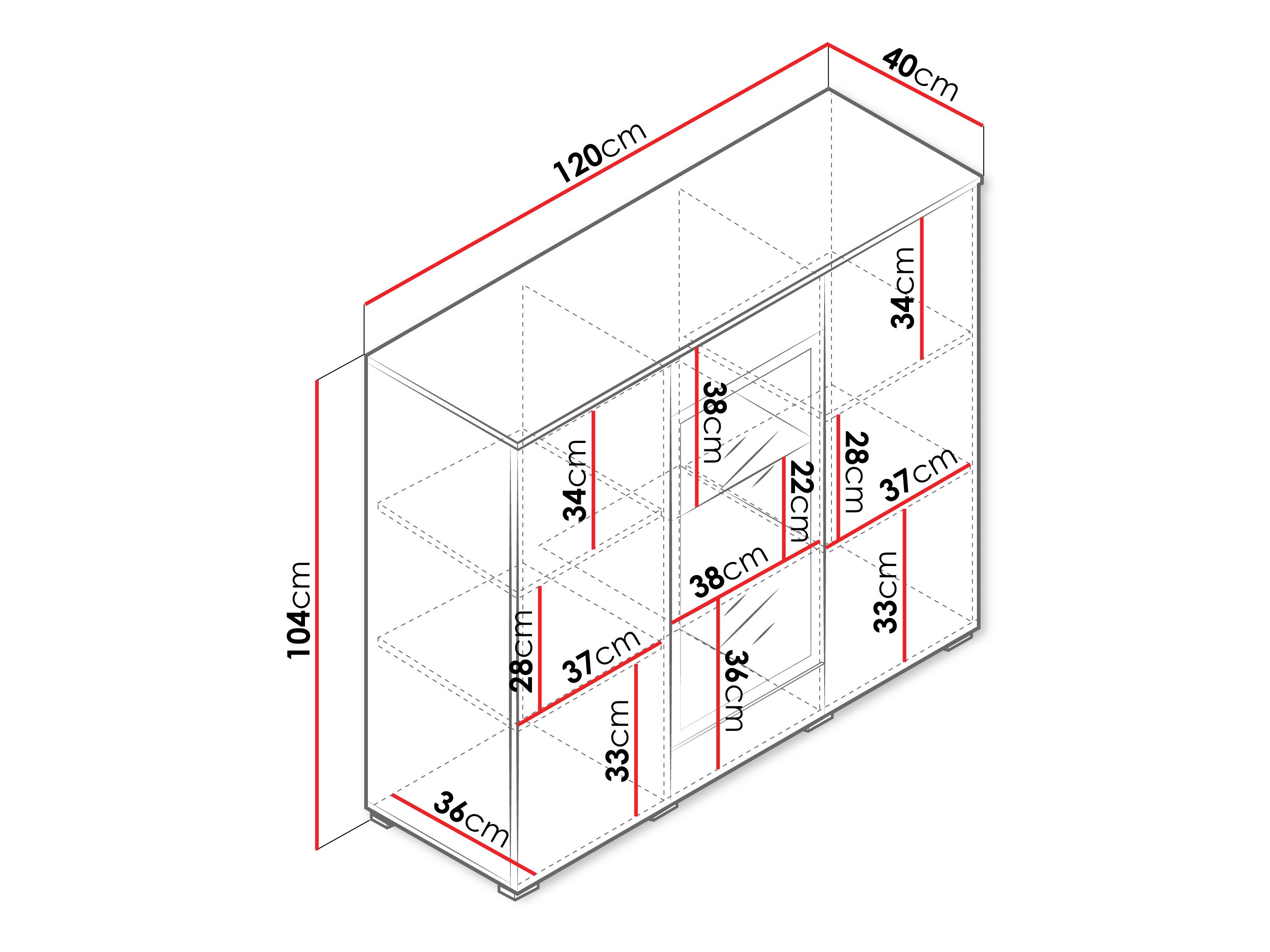Skænk Mirfivo 103 (Wotan eg + Blank sort)