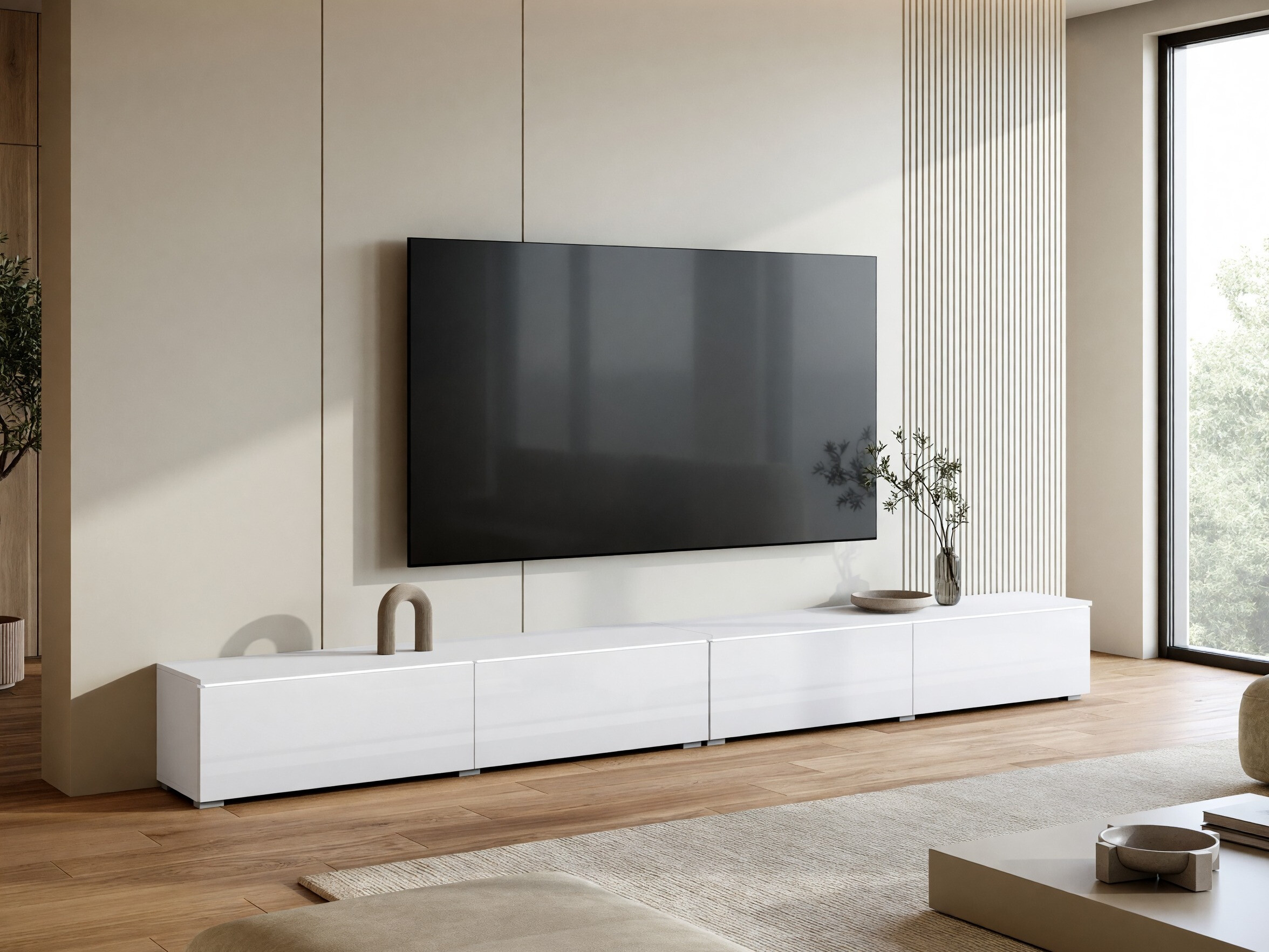 TV-bord Sarasota 199 (Hvid + Glansfuld hvid)