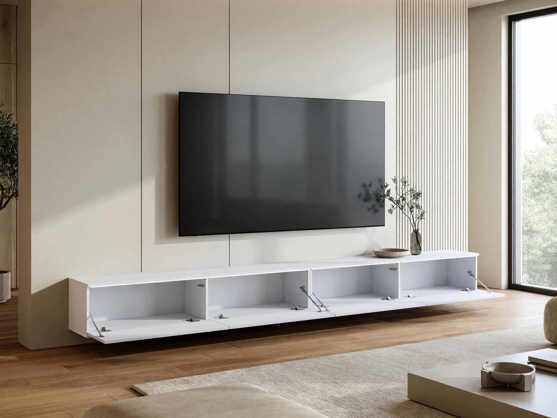 TV-bord Sarasota 199 (Hvid + Glansfuld hvid)