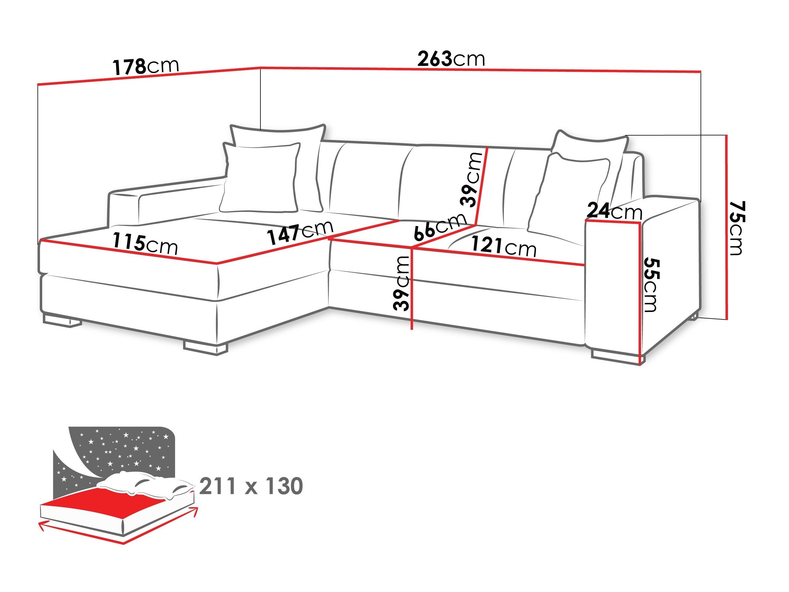 Hjørnesofa Kingsport 118 (Velo 623)