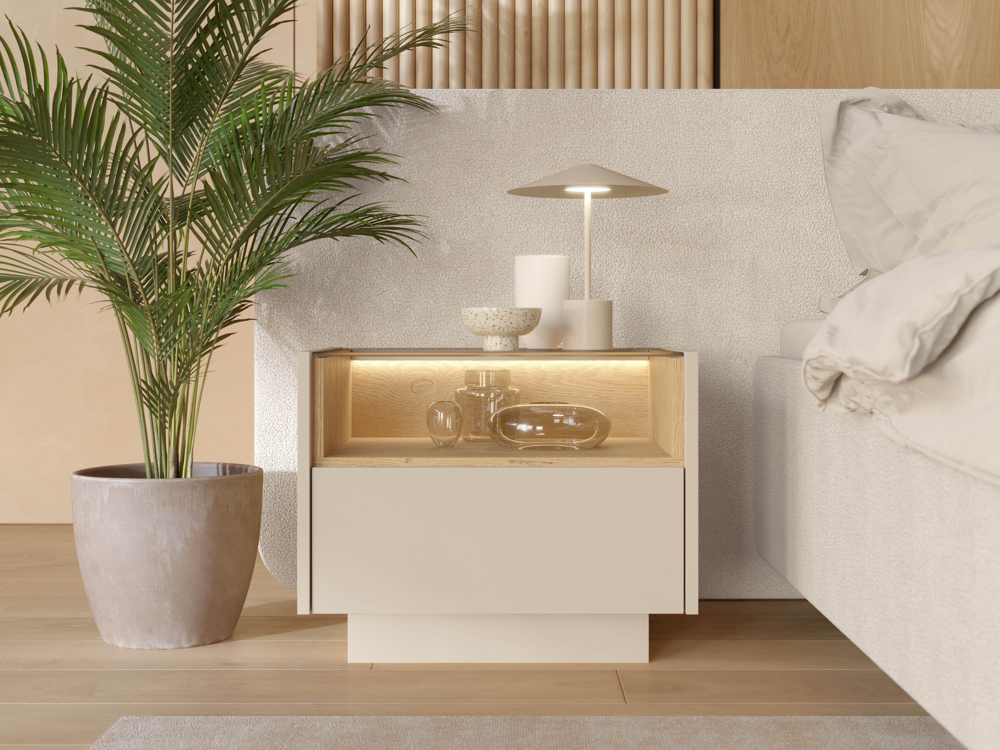 Sengebord Salmeli 104 (Beige)