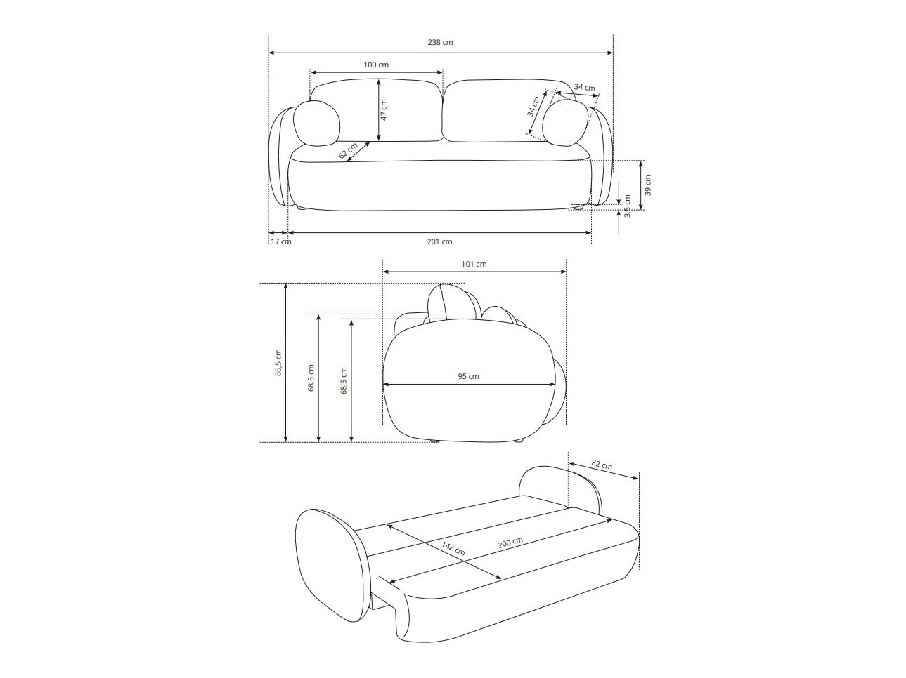 Sovesofa Kingston 139 (Aragon 39)
