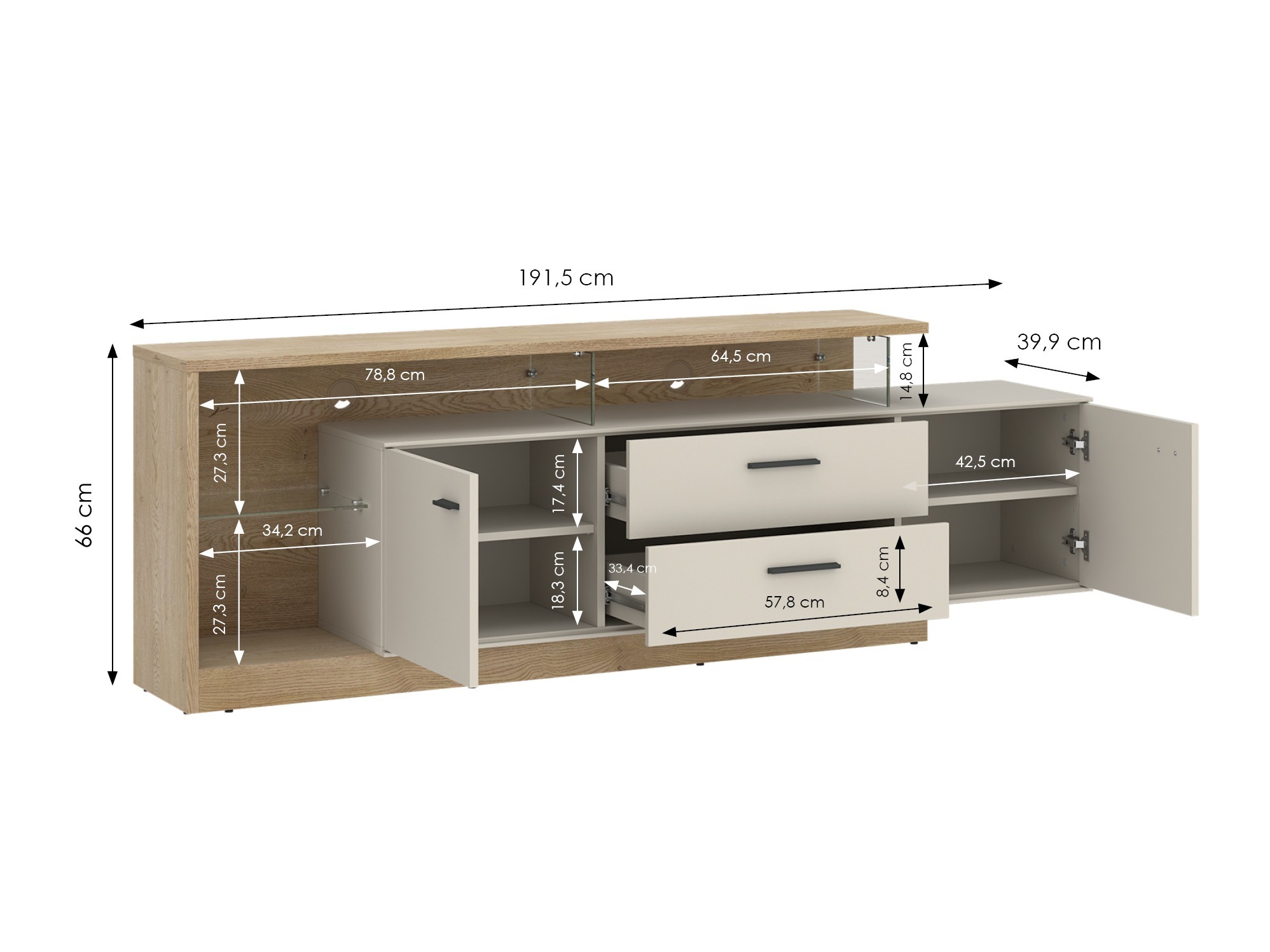 TV-bord Avicoro 106 (Sonoma eg + Kashmir)